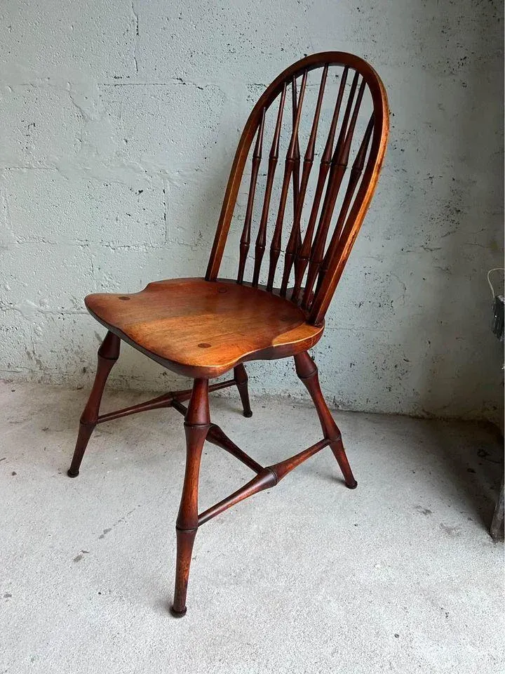 Antique Mahogany Brace Back Windsor Side Chair | Chairish