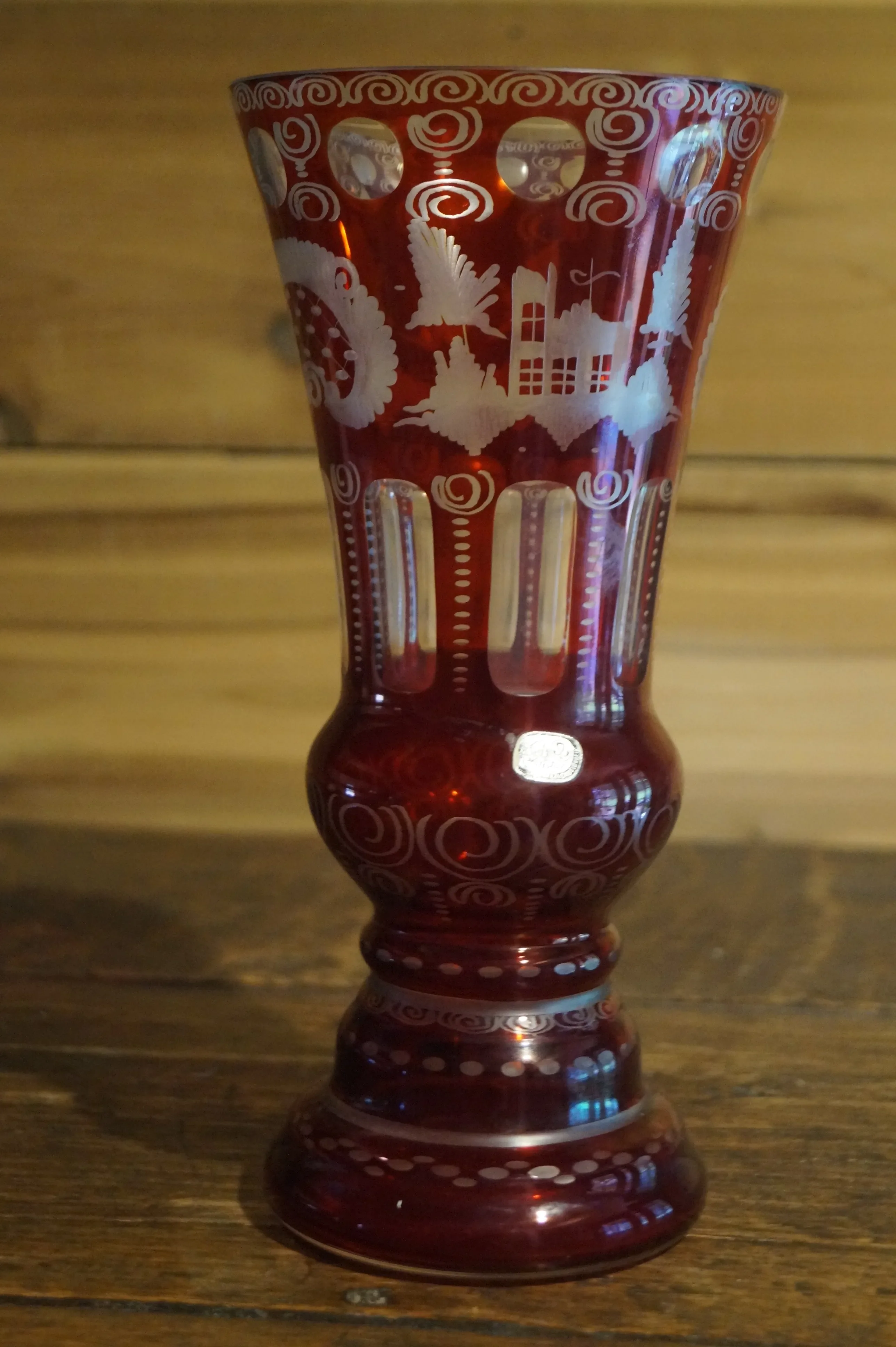 1920s Egermann Ruby Czech Glass Bohemian Crystal Vase | Chairish