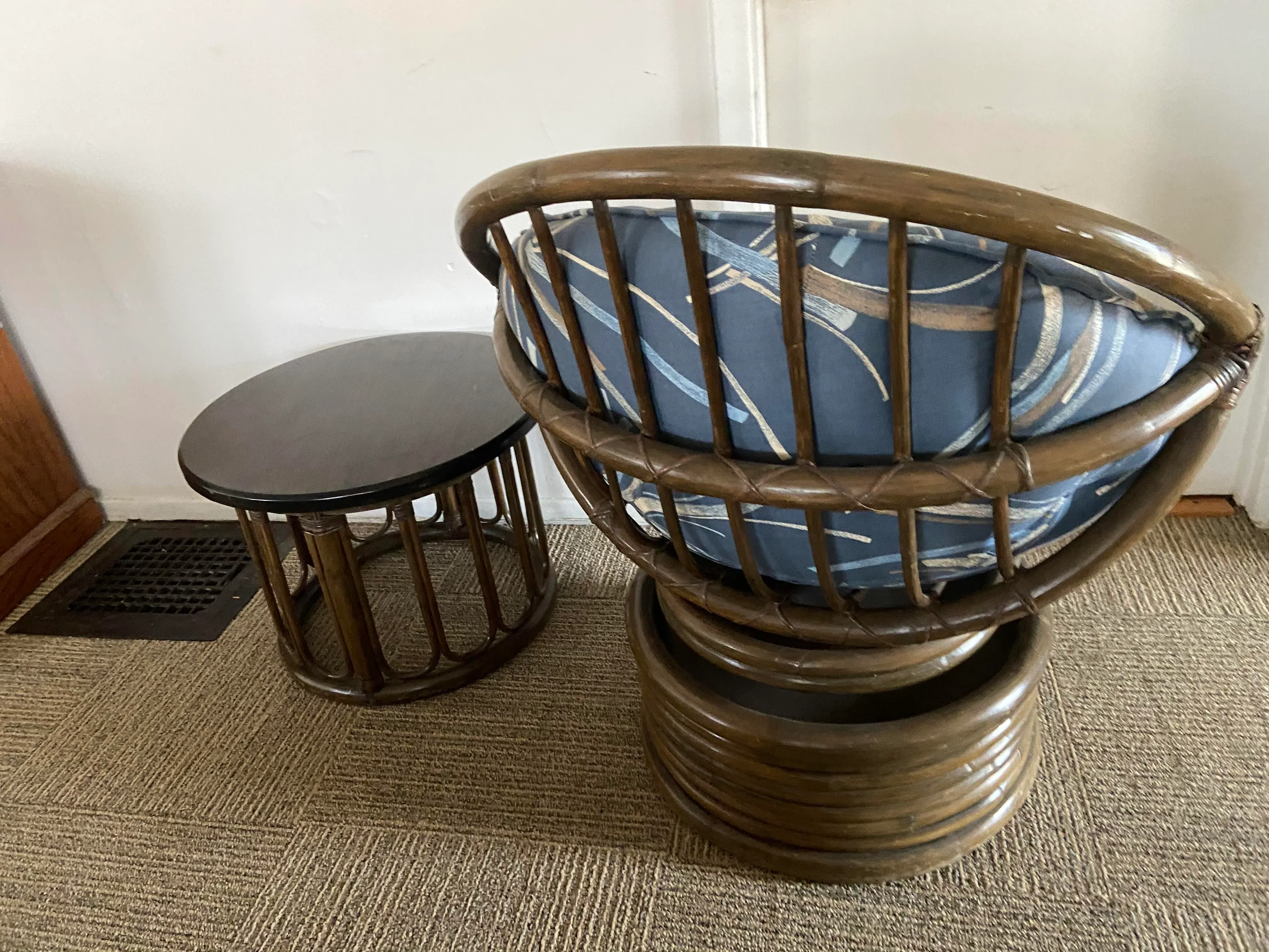 Mid 20th Century Vintage McGuire Style Coastal Bamboo Rattan Chair