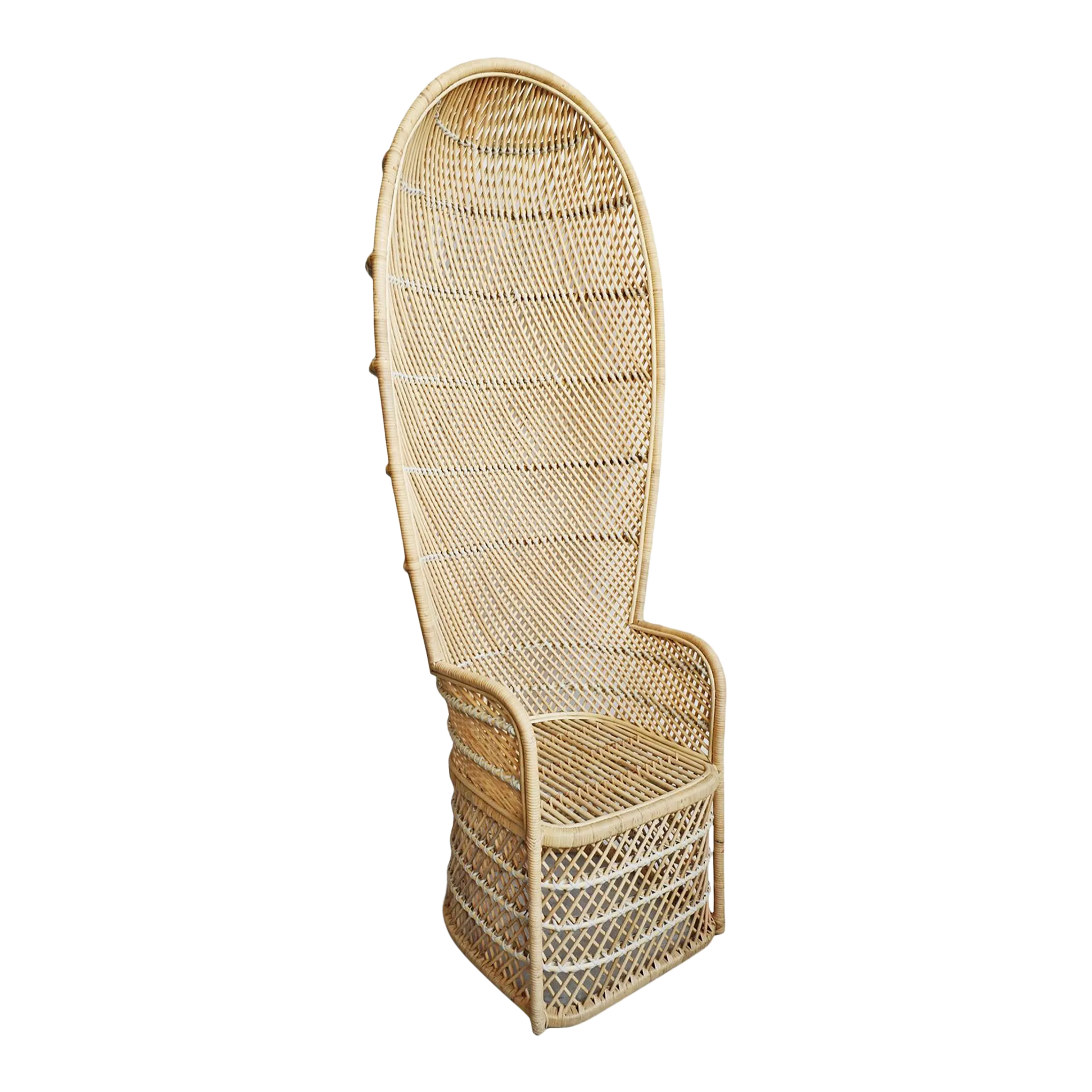 Tall Back Wicker Scoop Chair | Chairish
