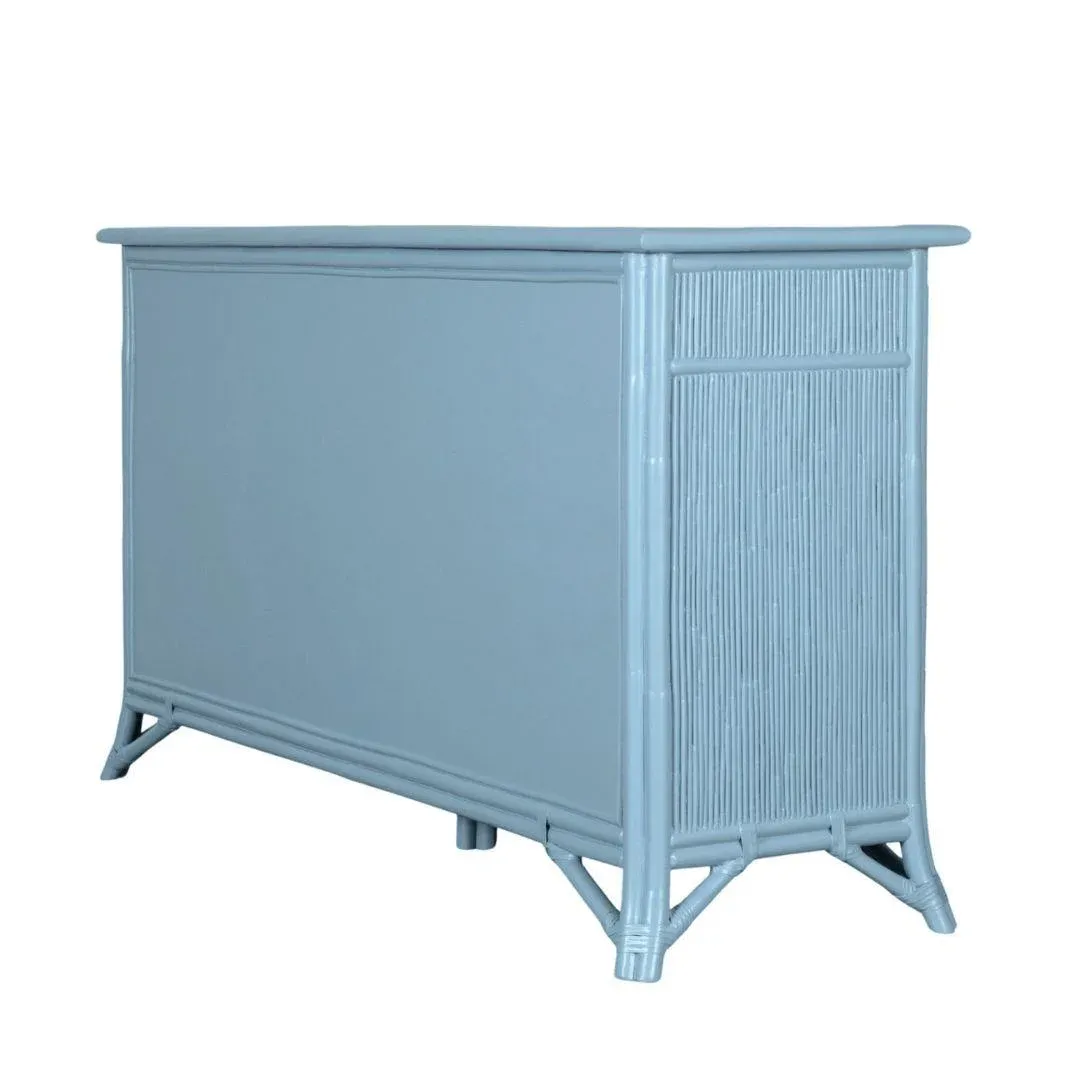 blue rattan dresser Kalea Coastal Beach Blue Woven Rattan 9 Drawer Dresser