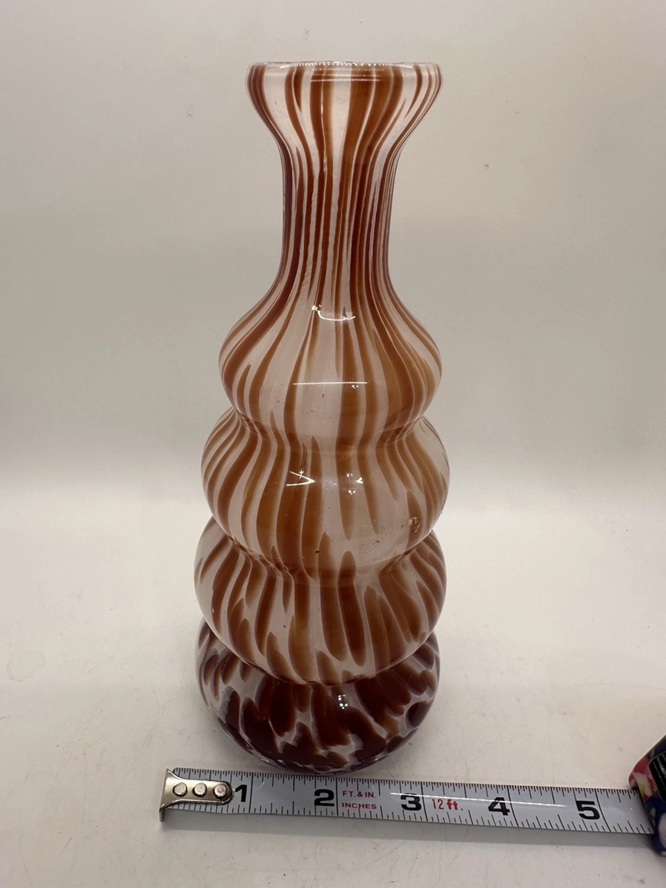 Vintage White Cristal Murano Style Hand Blown Art Glass Vase