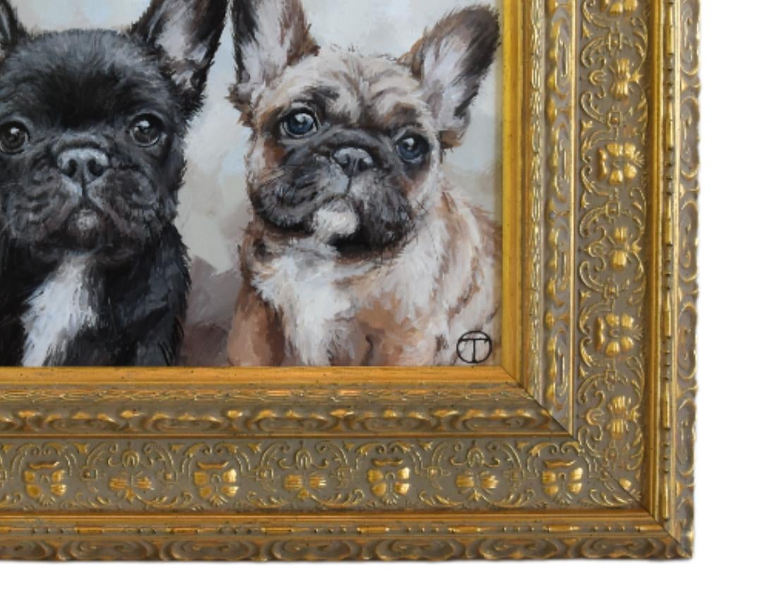 Frenchie French Bulldog Puppys Dogs Portrait Painting Including