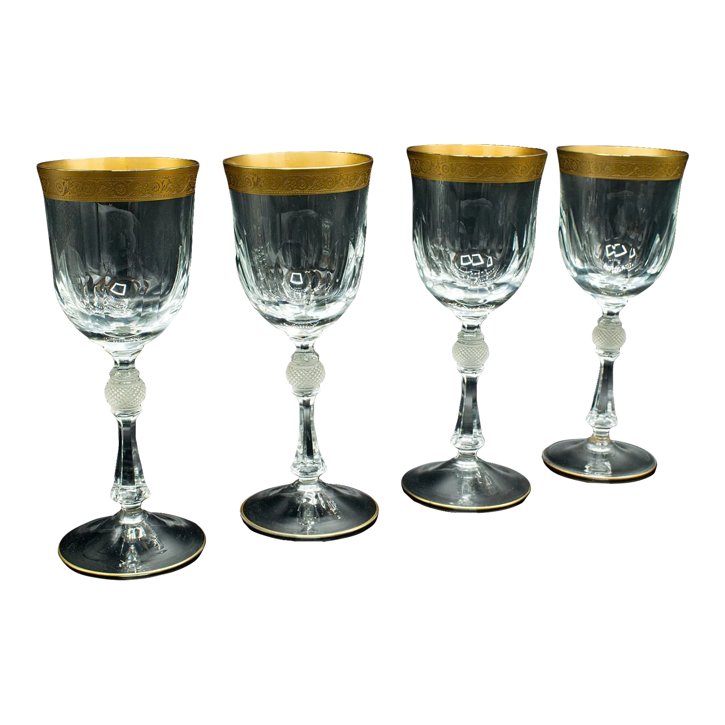 1920s Set of 4 Antique French Glass Wine Glasses Chairish