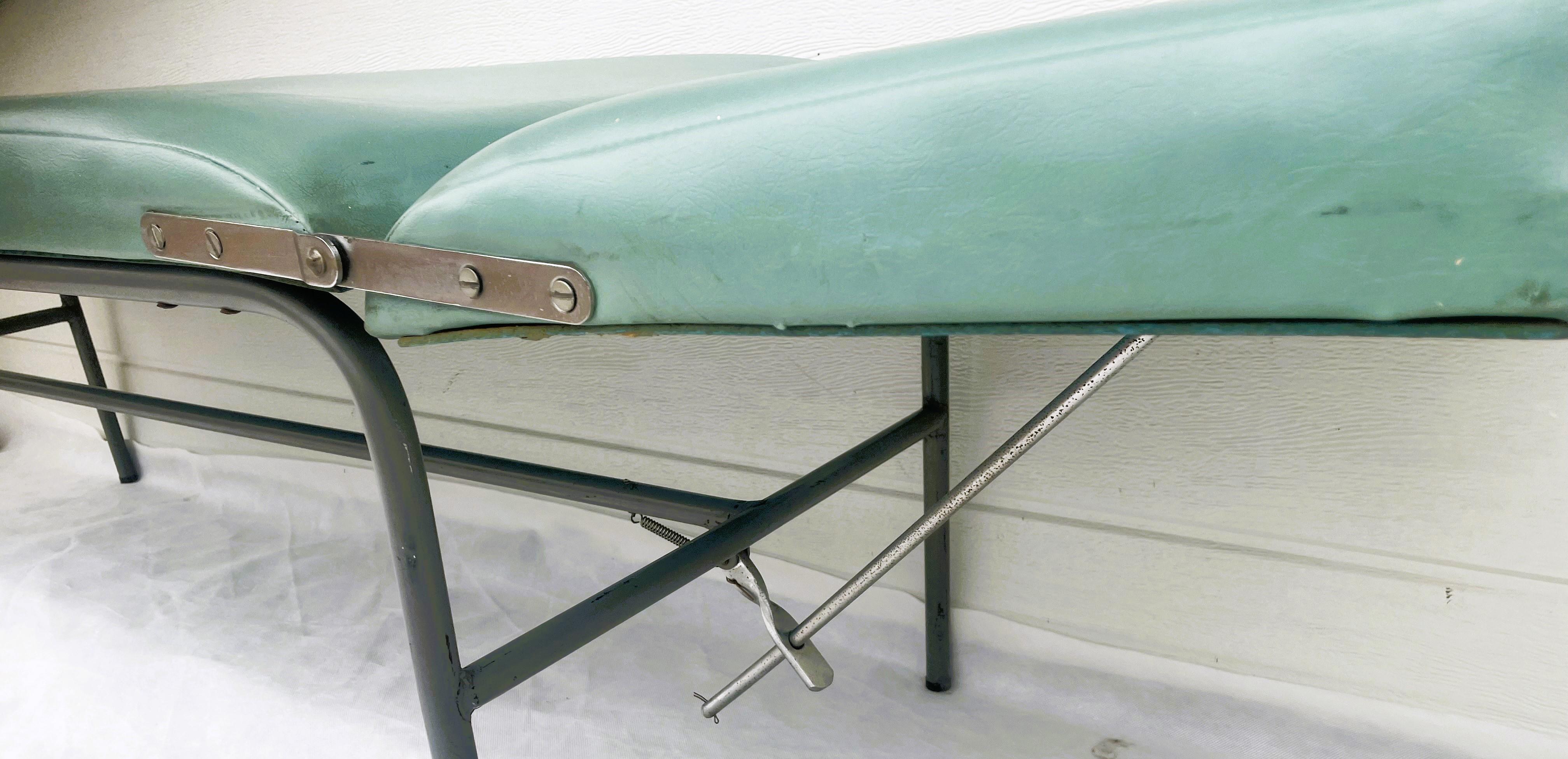 Mid-Century Modern Industrial Medical Couch with Adjustable Headrest, 1960s