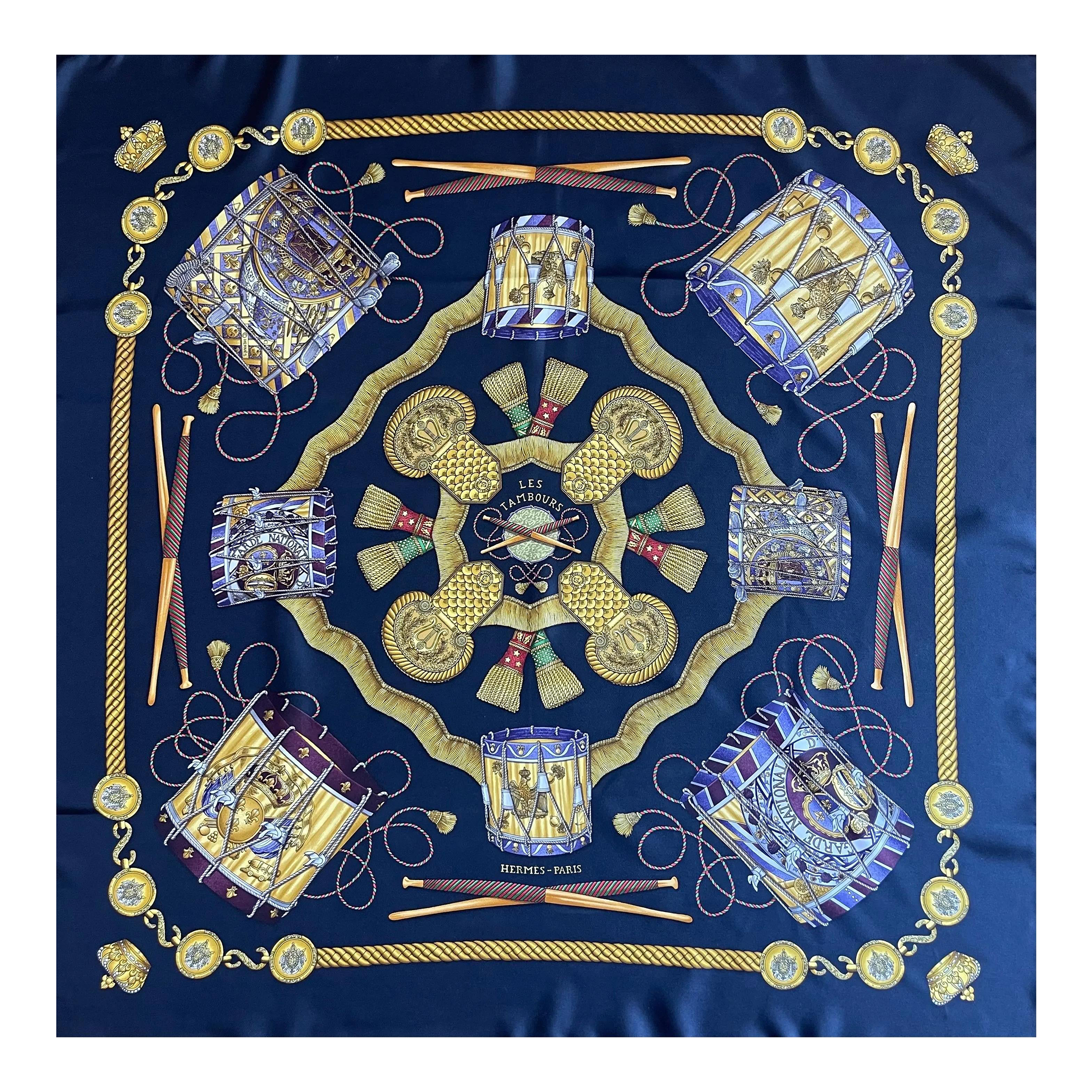 Hermès Scarf « Les Tambours » 1989 | Chairish
