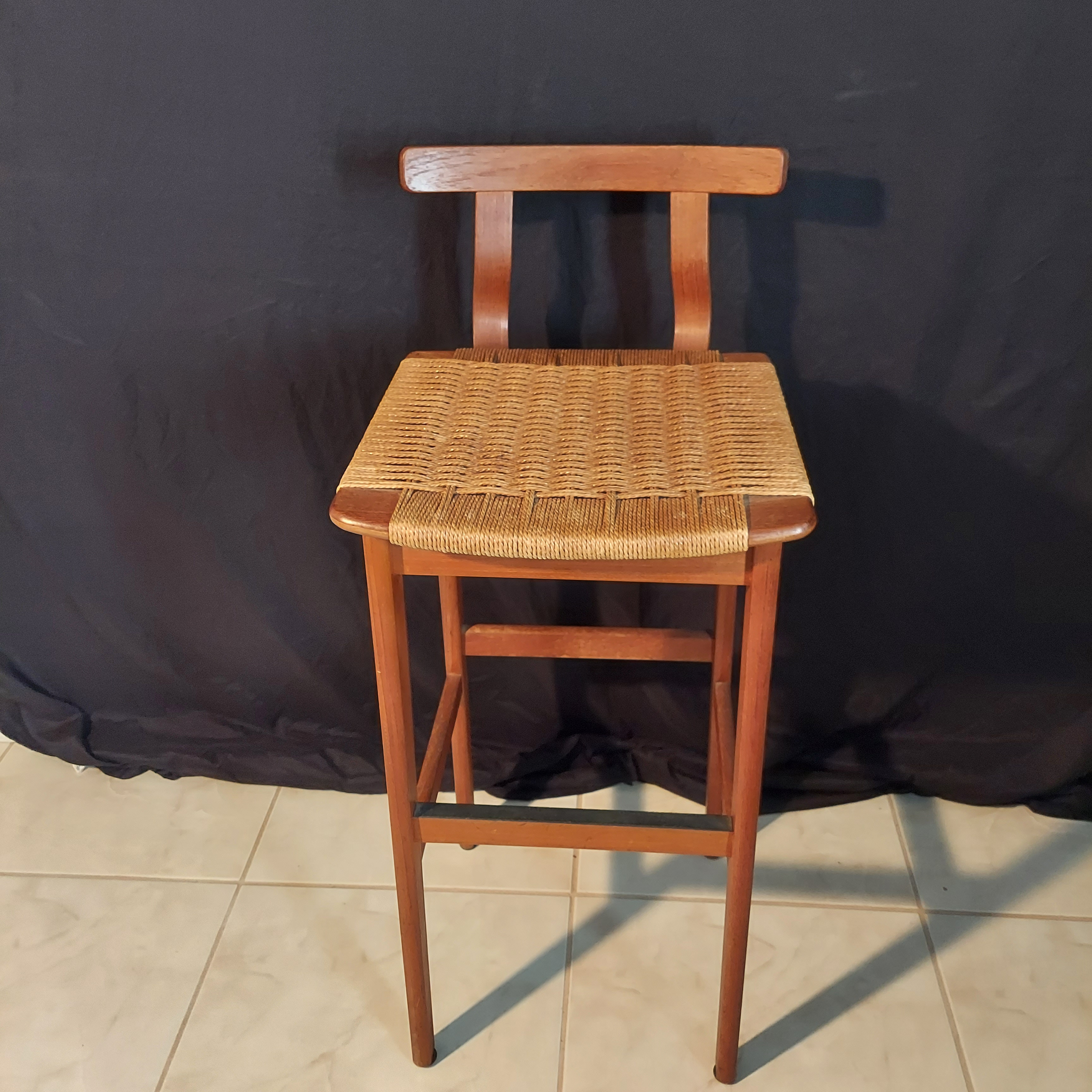 スツール Denmark Vintage Teak Stool Vintage 1960s Mid Century Modern Danish Teak Bar Stool