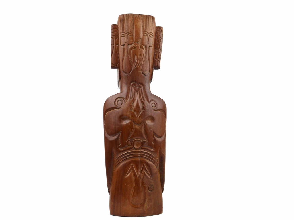 Mid 20th Century Moai Rapa Nui Easter Island Hand Carved Wooden