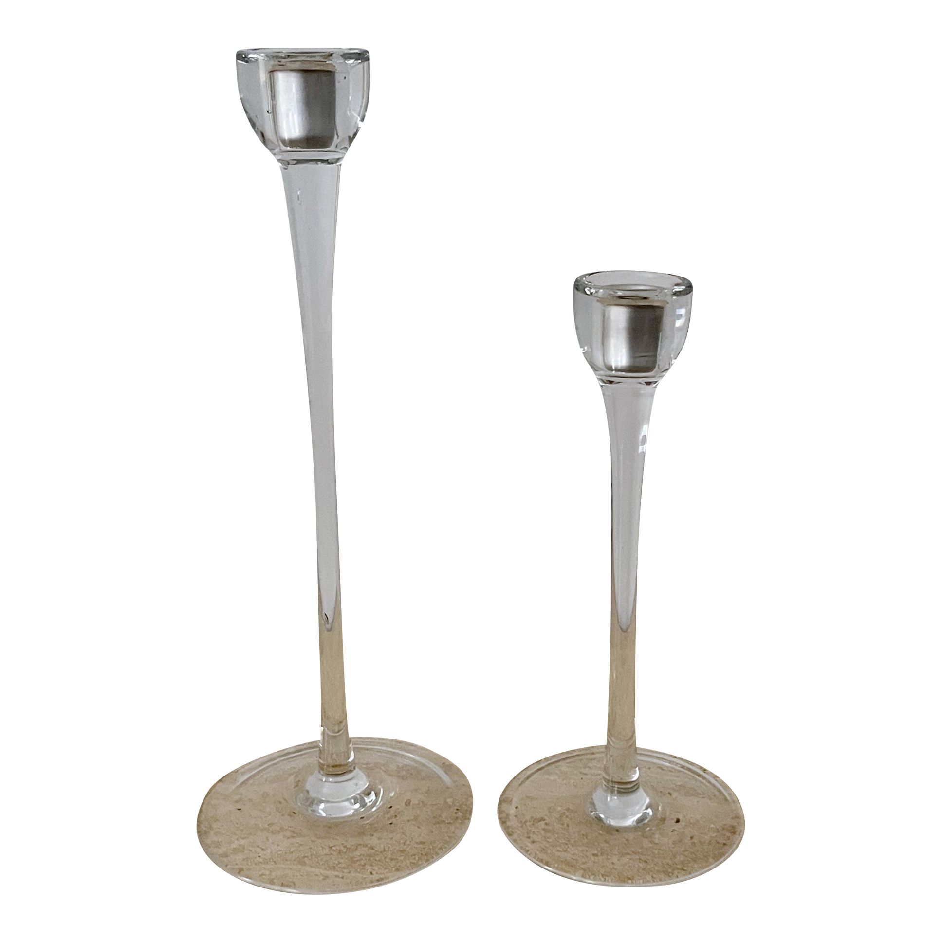 Modern Glass Candlesticks a Pair Chairish