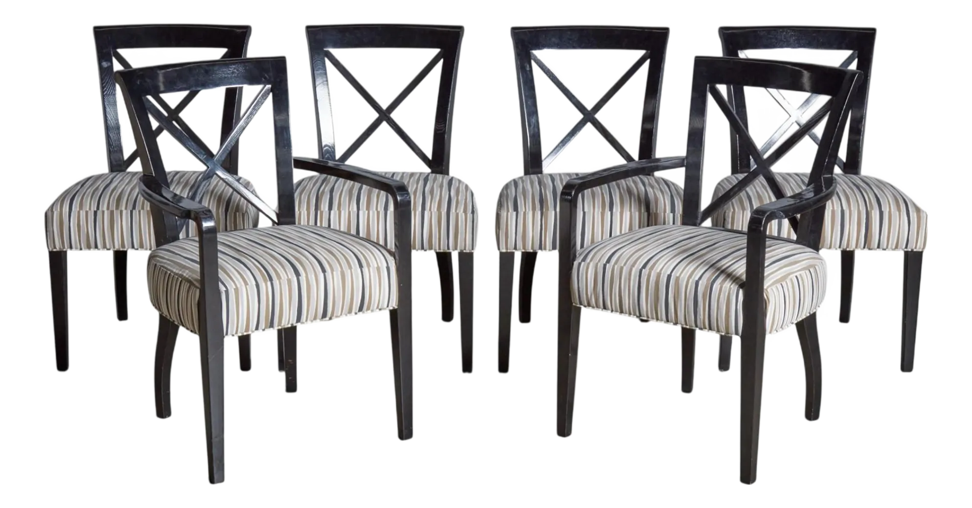 Set of 6 Ralph Lauren Black Lacquered Dining Chairs in Designer