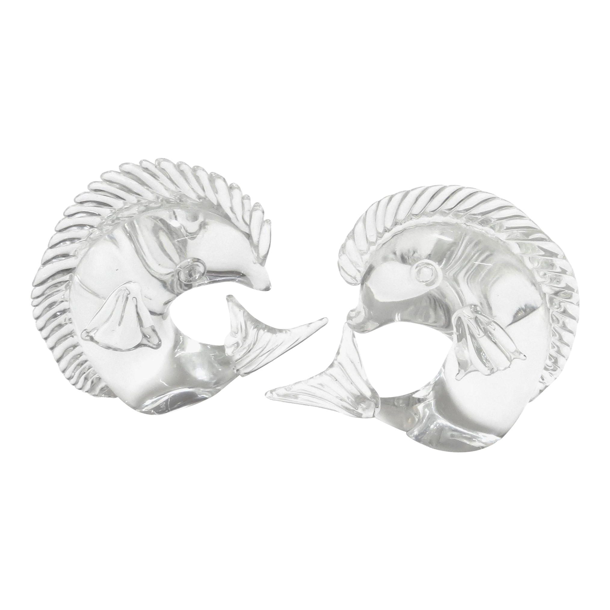 1960s Licio Zanetti Murano Clear Glass Fish Sculptures - A Pair
