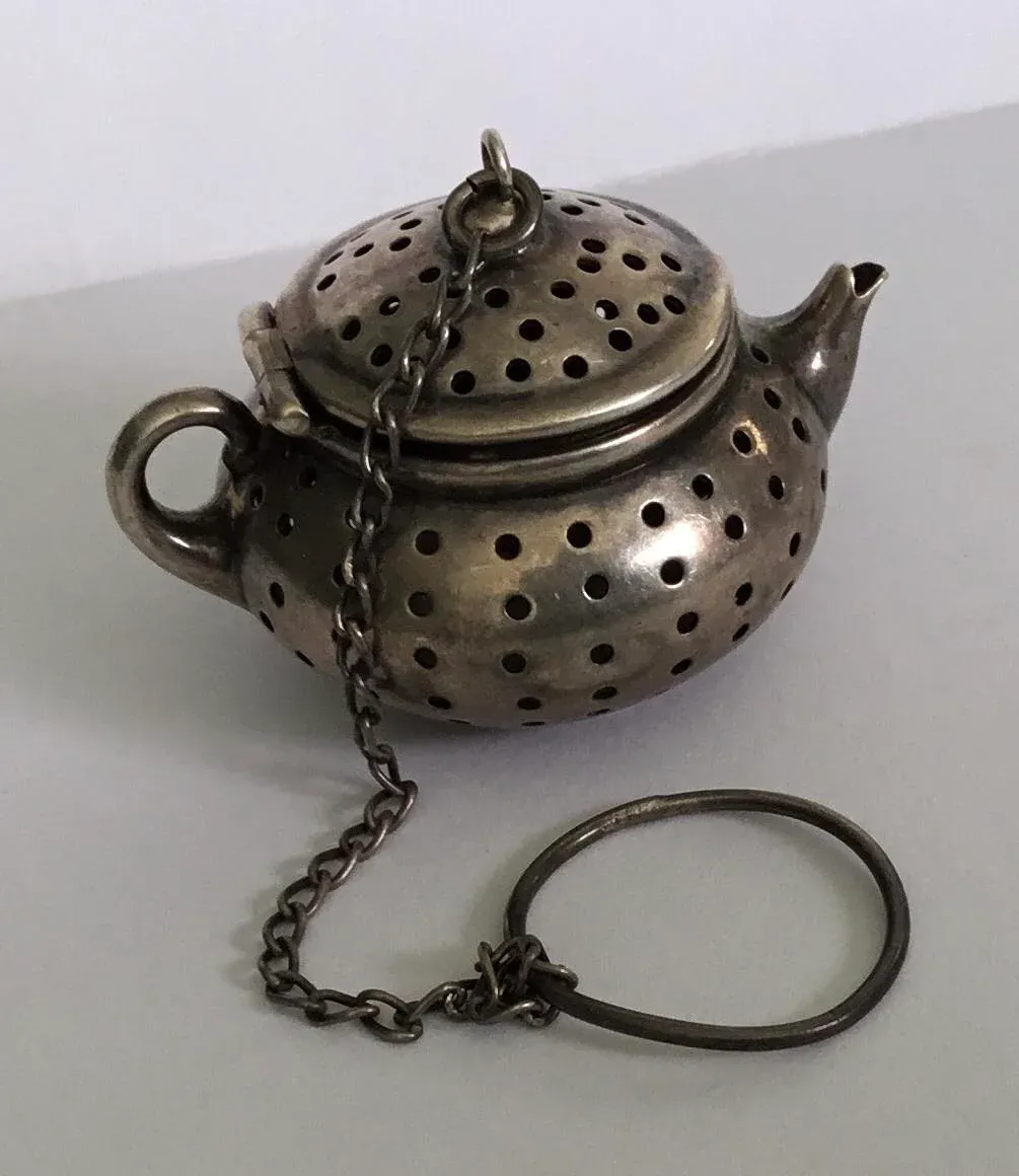 Antique Sterling Silver “ Teapot” Tea Strainer