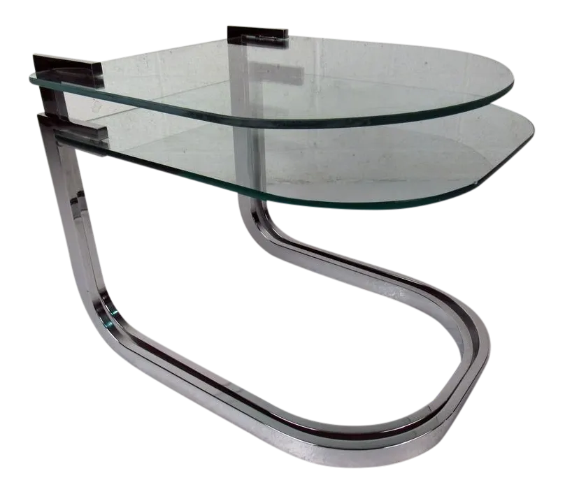 Modern Chrome and Glass Nesting Tables by Design Institute of America