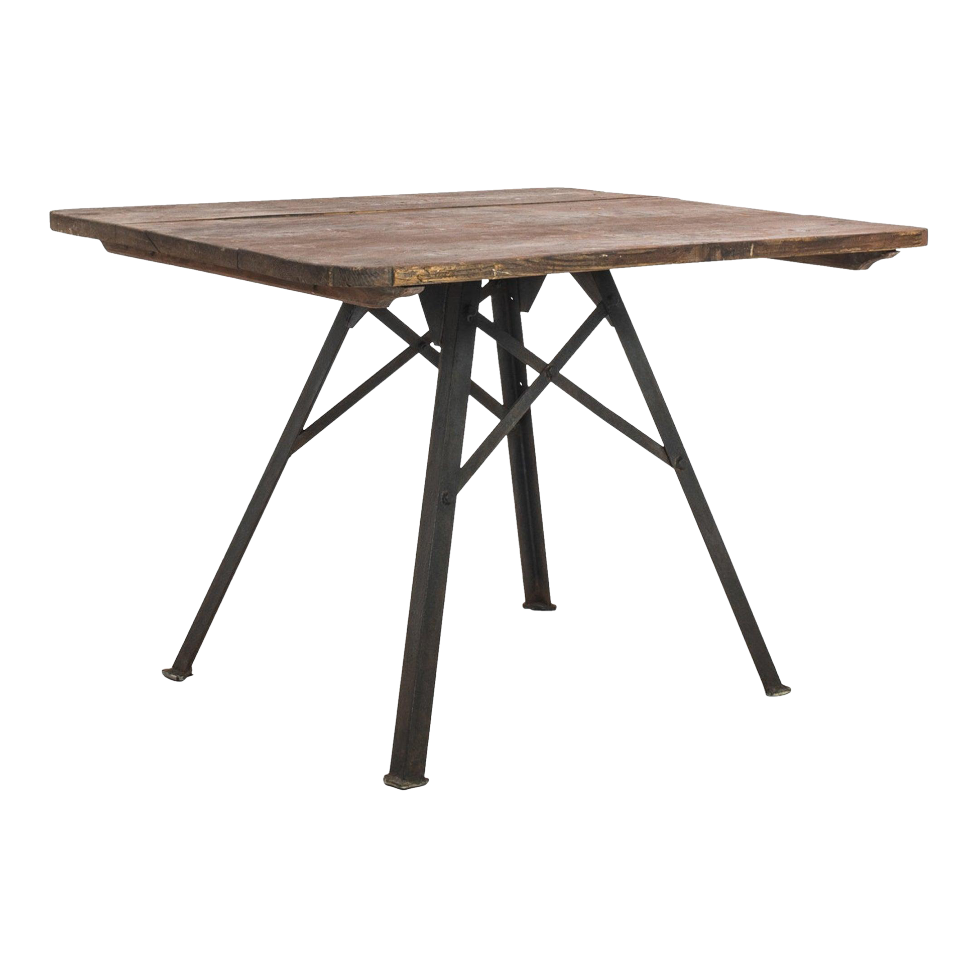 Antique French Metal Table with Wooden Top Chairish