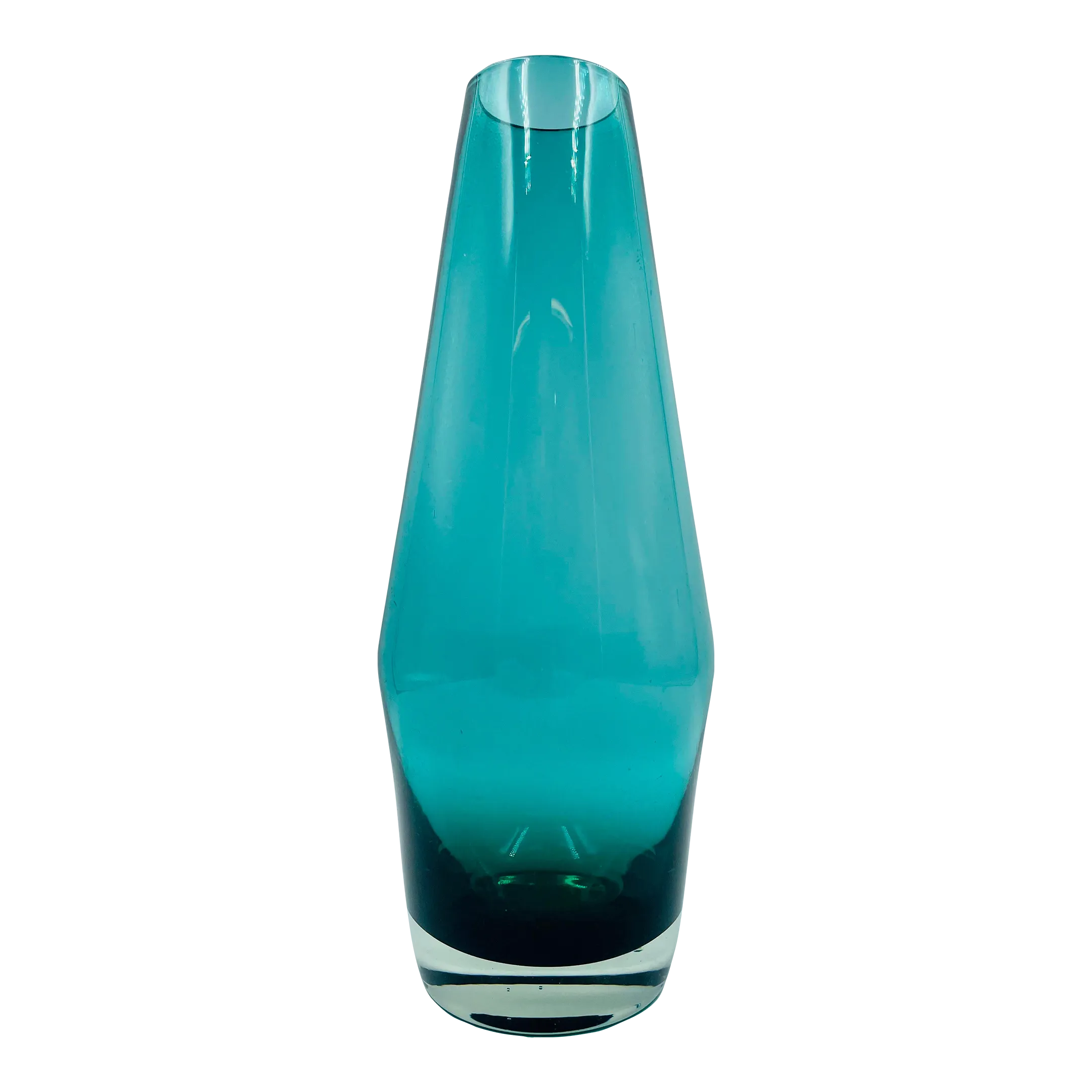 1960s Modern Teal Blown Glass Vase for Riihimaki Lasi Oy, Finland Chairish
