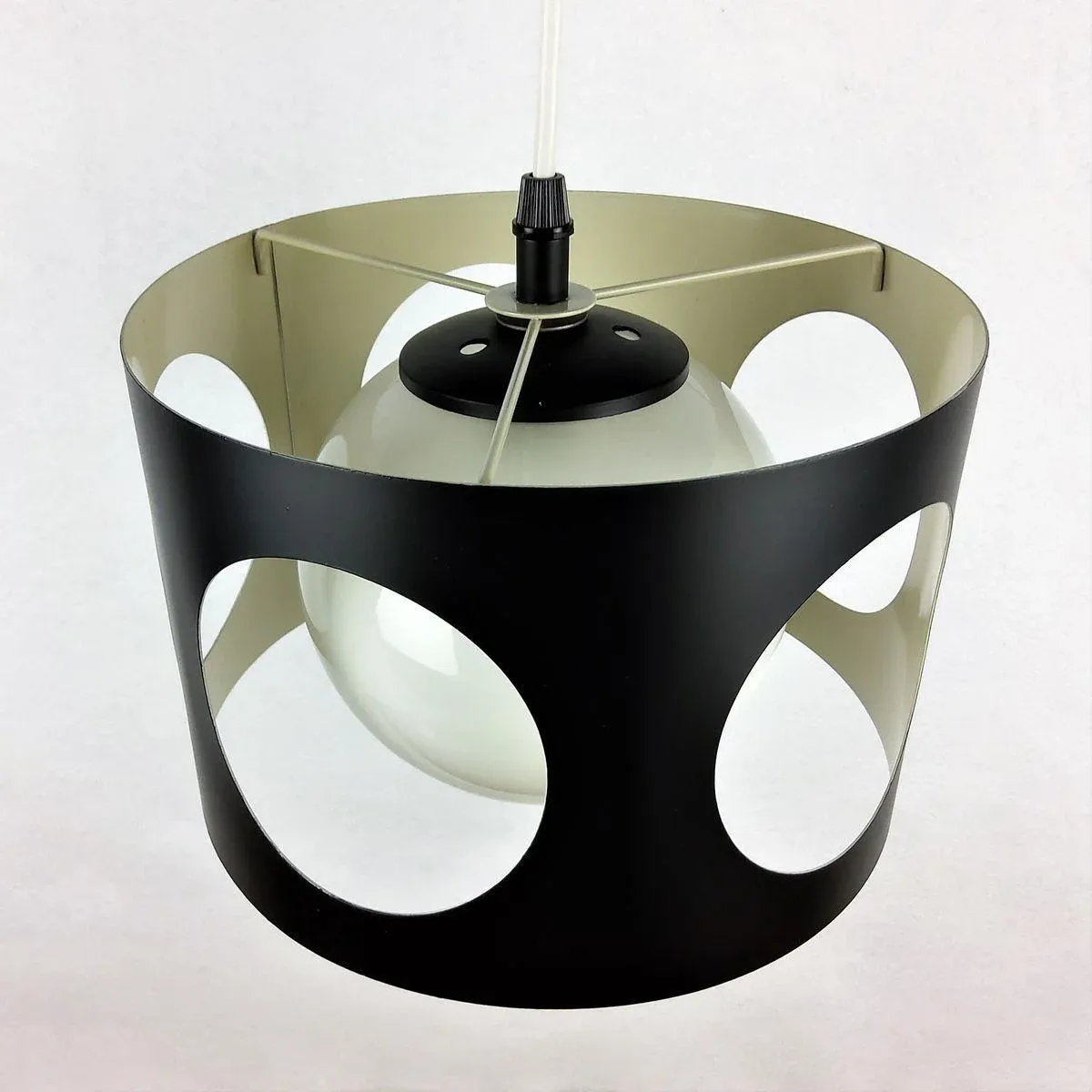 Large Vintage Black Pendant Lamp, 1960s