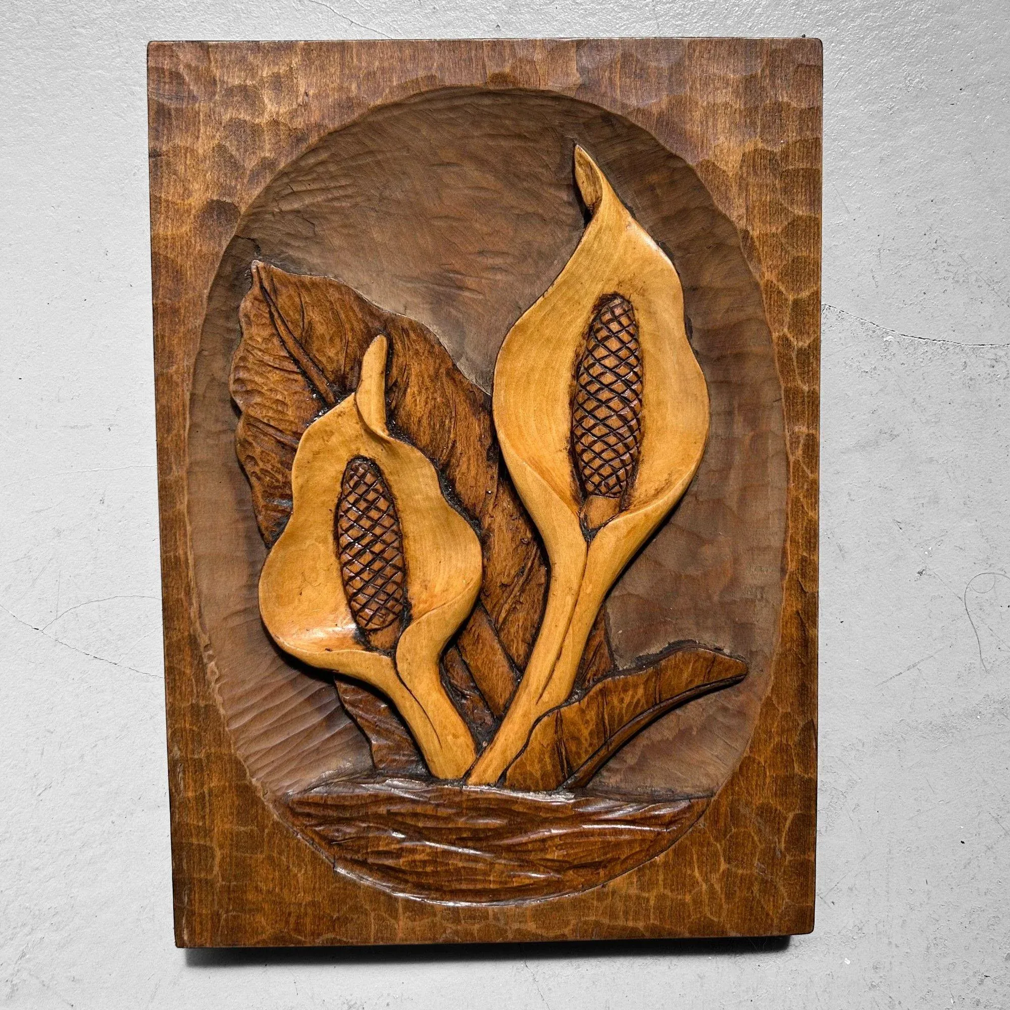 Vintage Japanese Wooden Calla Lily Wall Relief, 1950s | Chairish