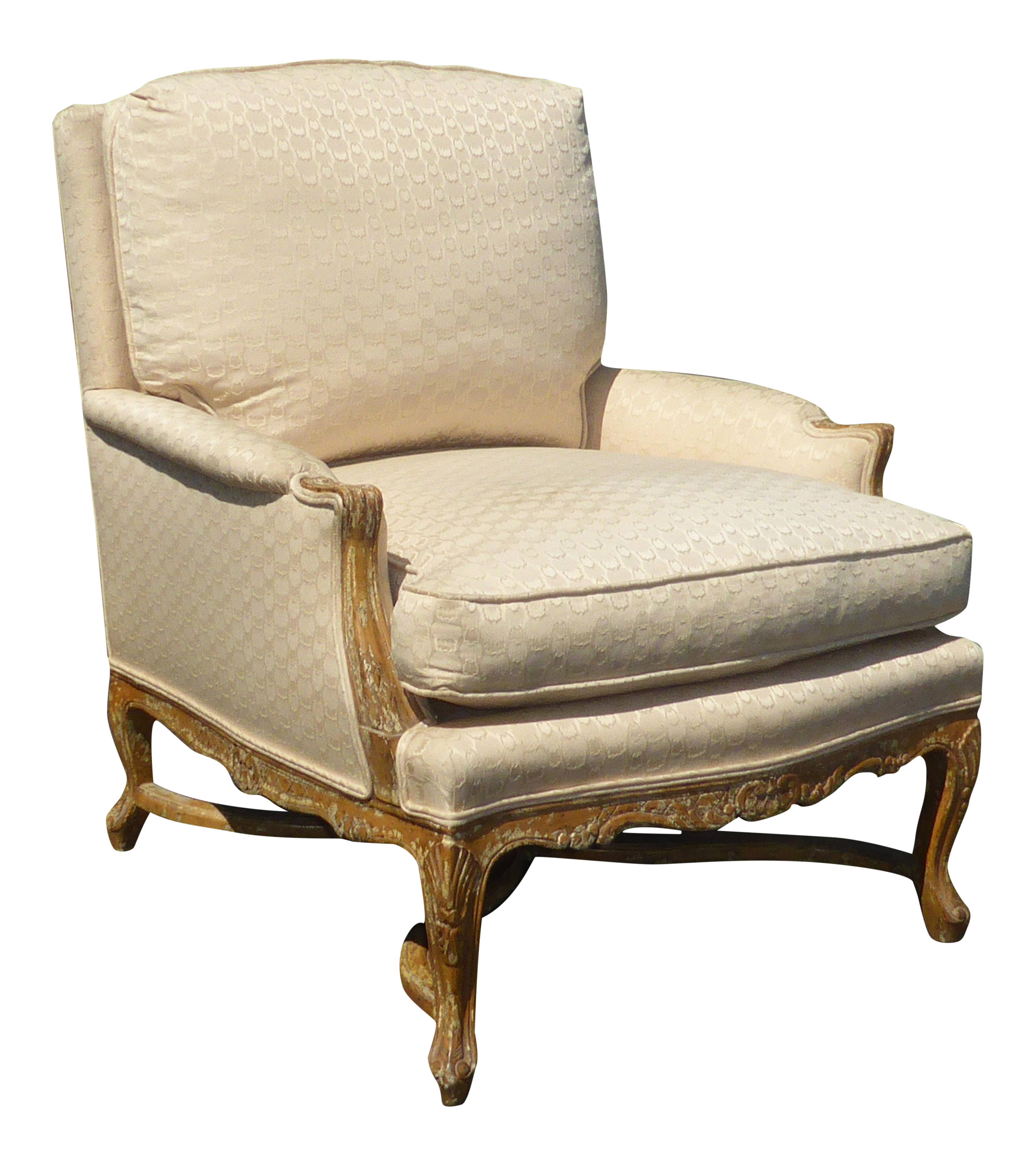 Designer French Country Accent Chair With Crackle Finish Down Feather Cushion Chairish Designer French Country Accent Chair With Crackle Finish Down Feather Cushion Chairish