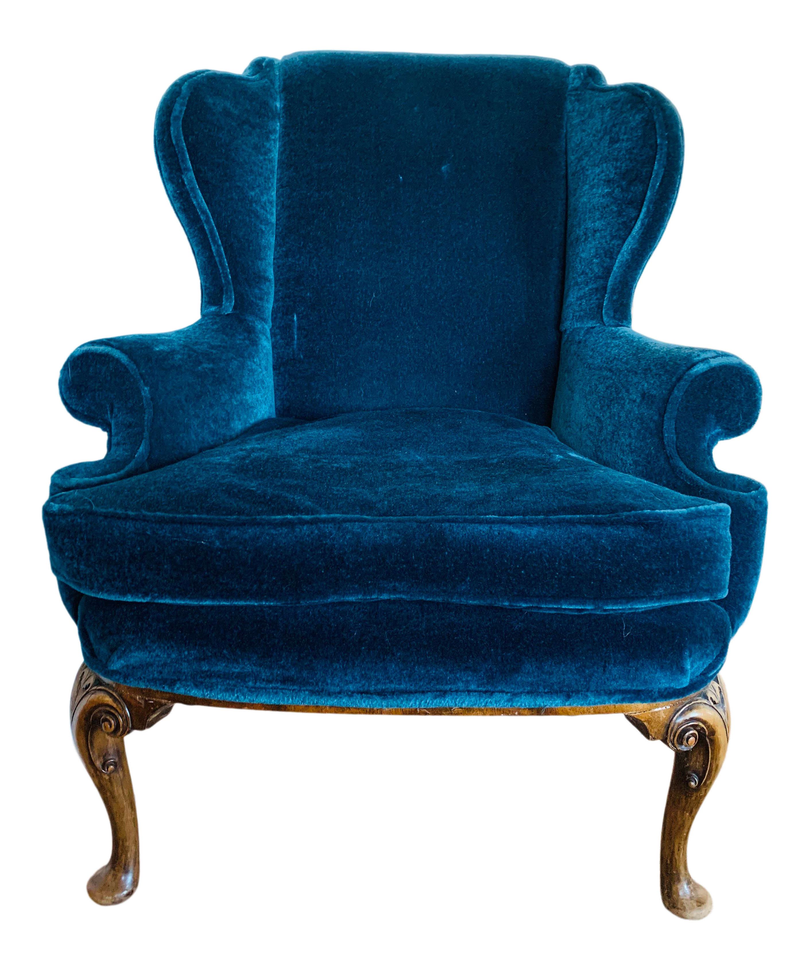 original queen anne chair in mohair
