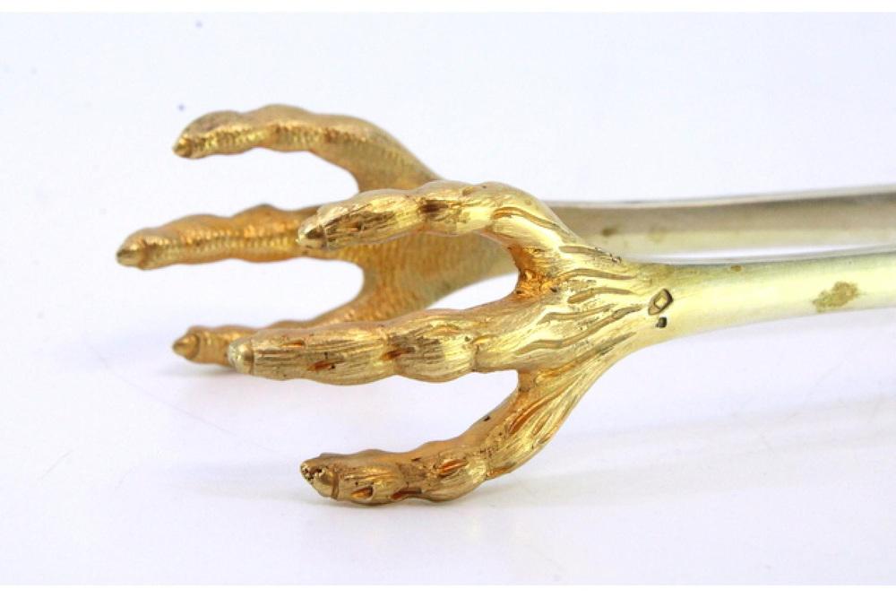 Bird Claws-Shaped Gilded Silver Ice Tongs