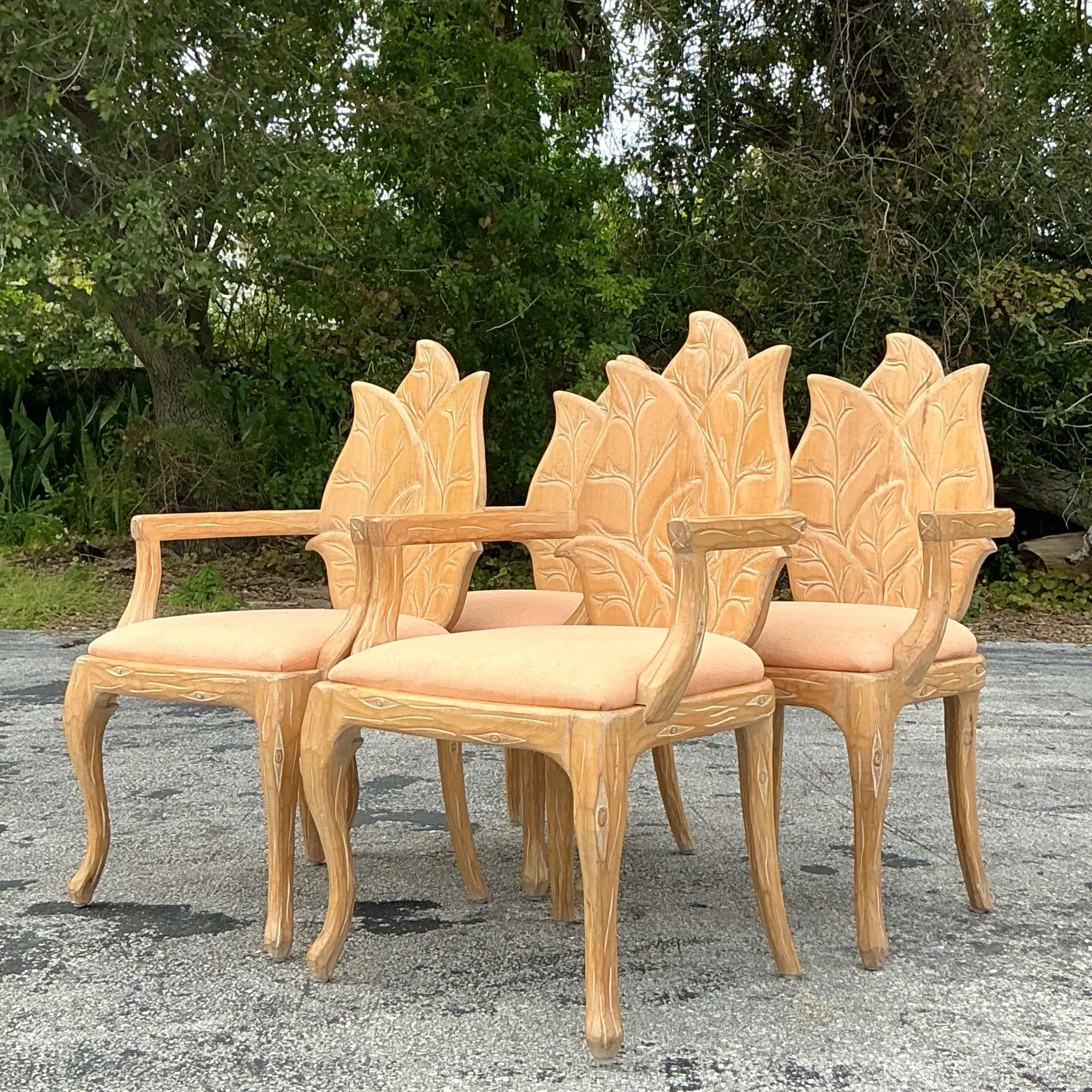 Carved Vintage Kitchen Chairs Vintage Regency Carved Faux Bois Dining  Chairs Set Of Chairish