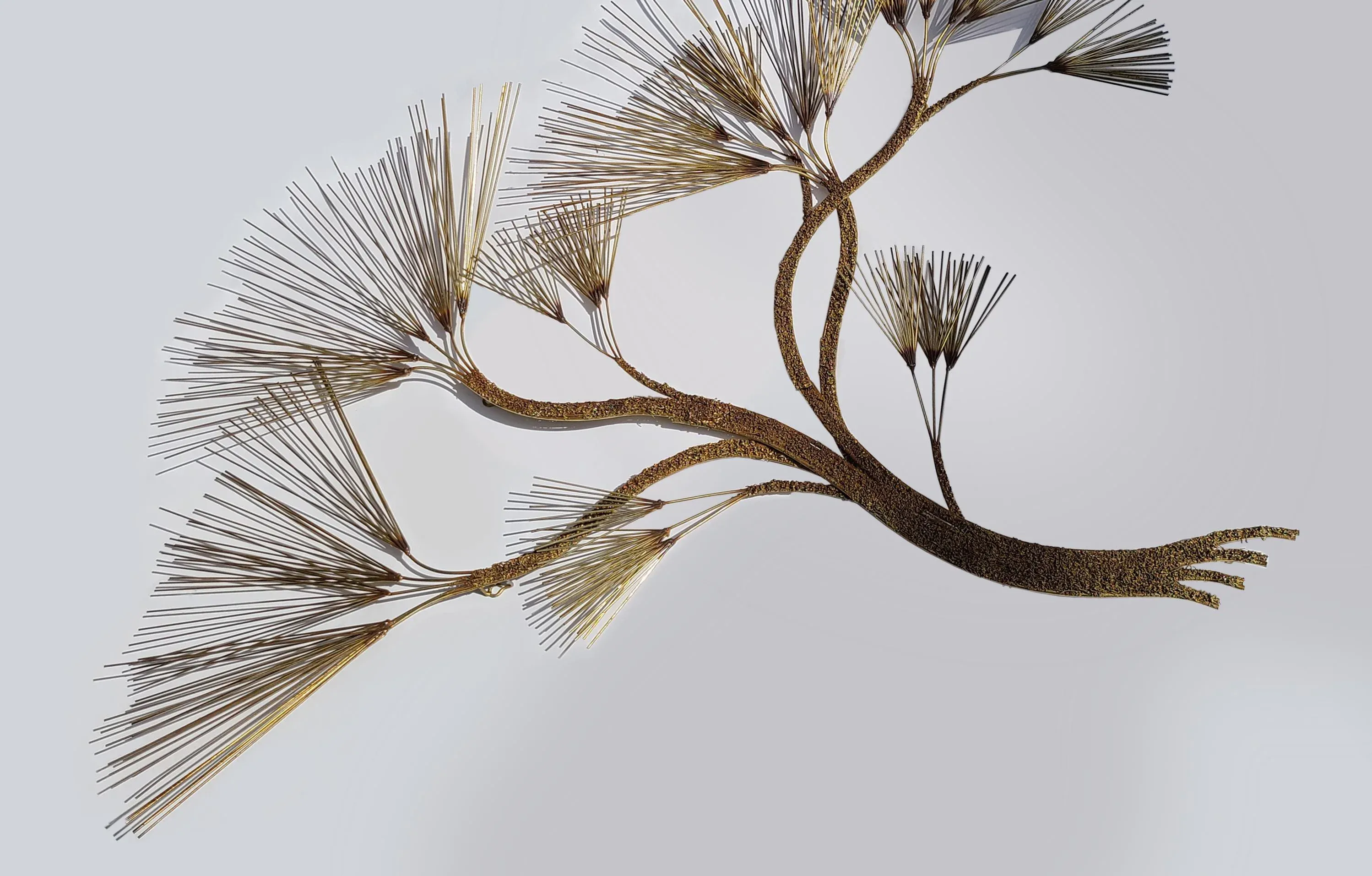 Curtis Jere Mid Century Modern Wire Brass Cypress Tree Wall