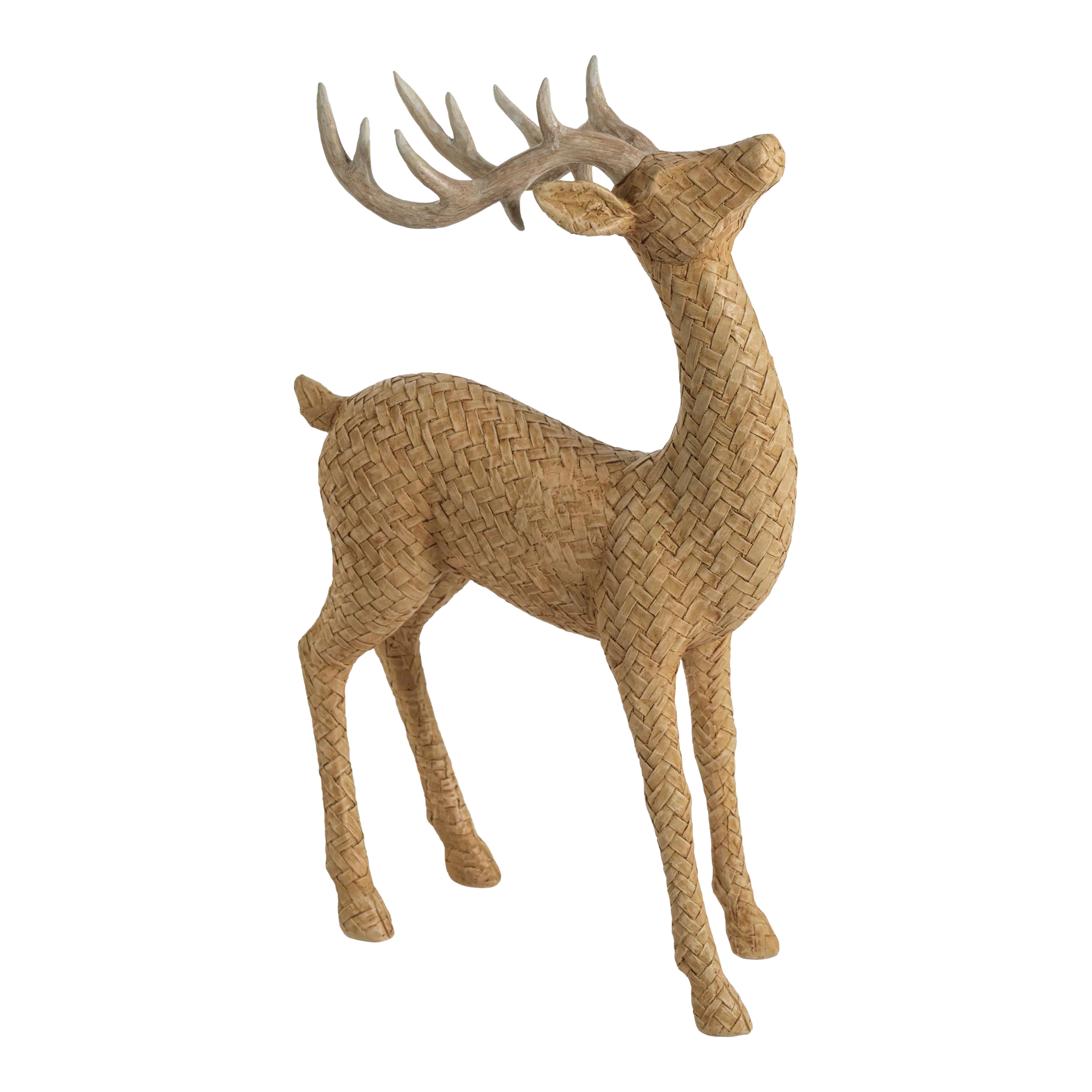 Lucette 13" Deer Figurine with Rattan Texture Chairish