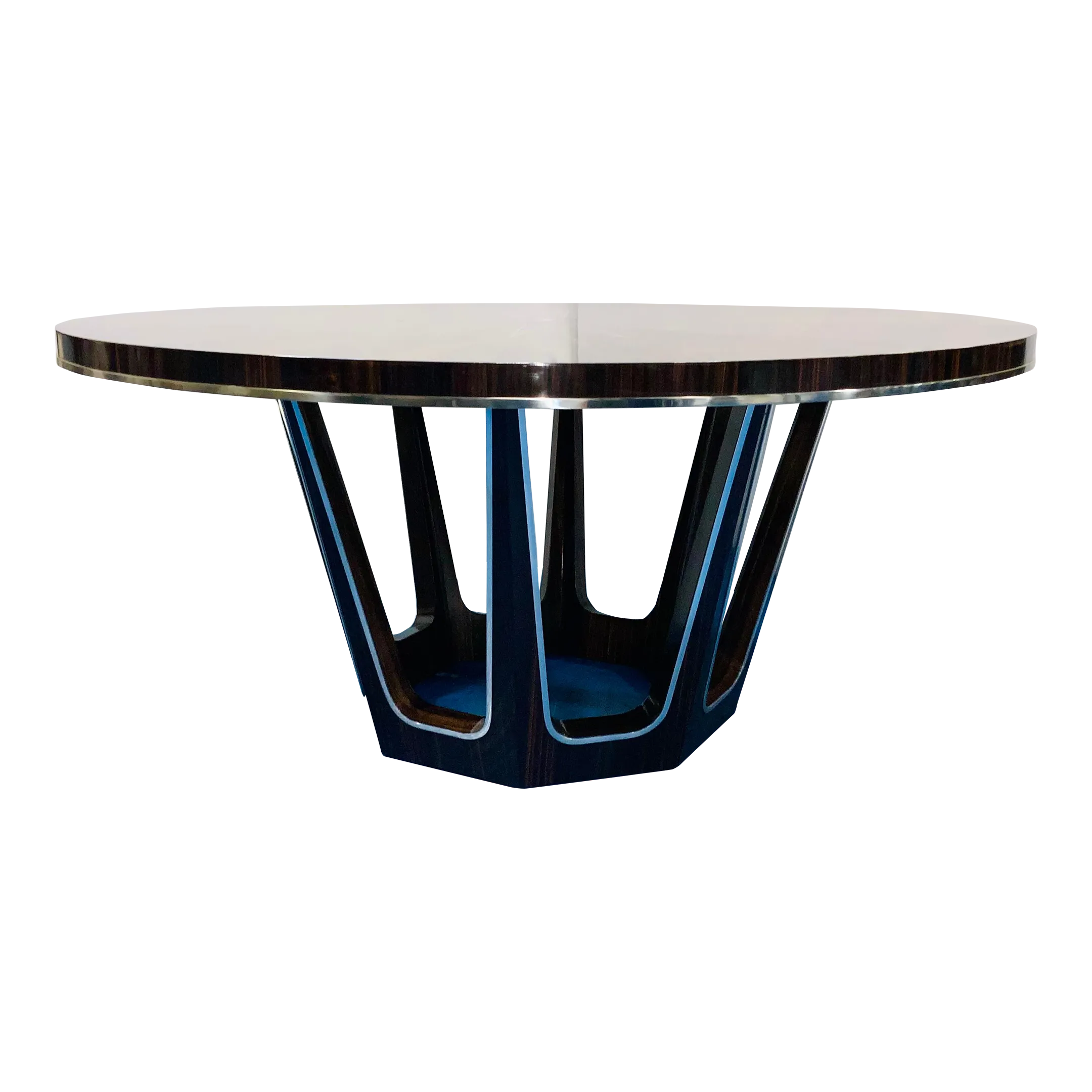 Theodore Alexander Modern Lacquered Zebra Wood Starburst Dining Table as Is Chairish