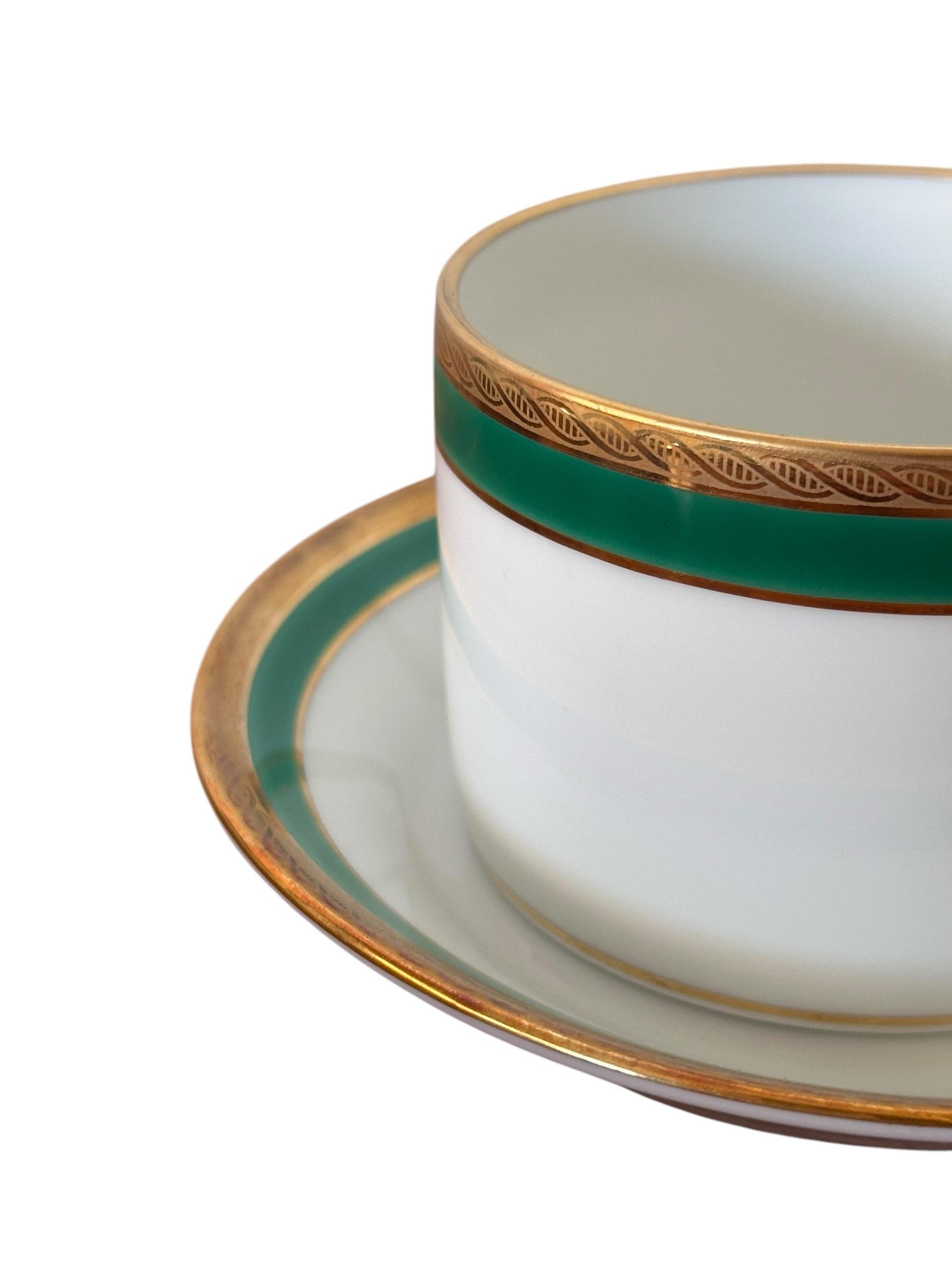 Late 20th Century Richard Ginori Palermo Green Cups and Saucers