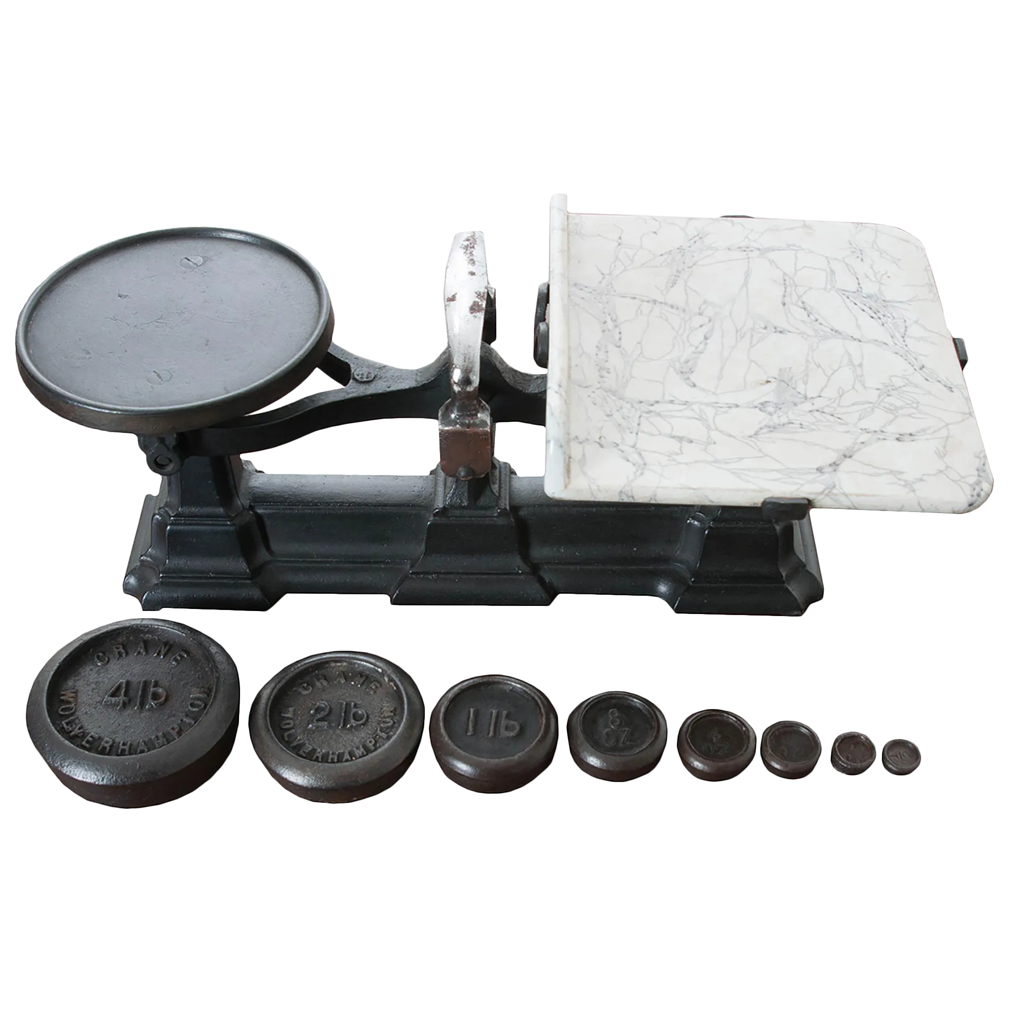 English Victorian Cast Iron Scale & Weights 9 Pc. Set Chairish