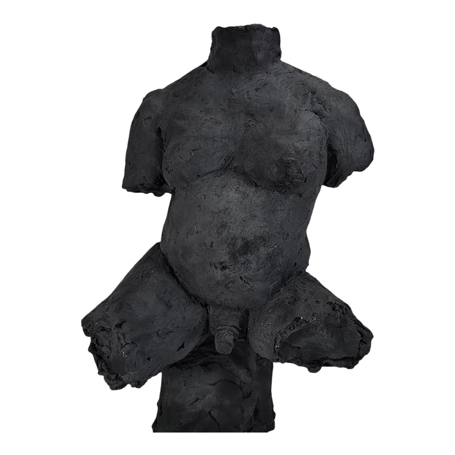 Brutalist Male Torso Black Hard Clay Sculpture Chairish