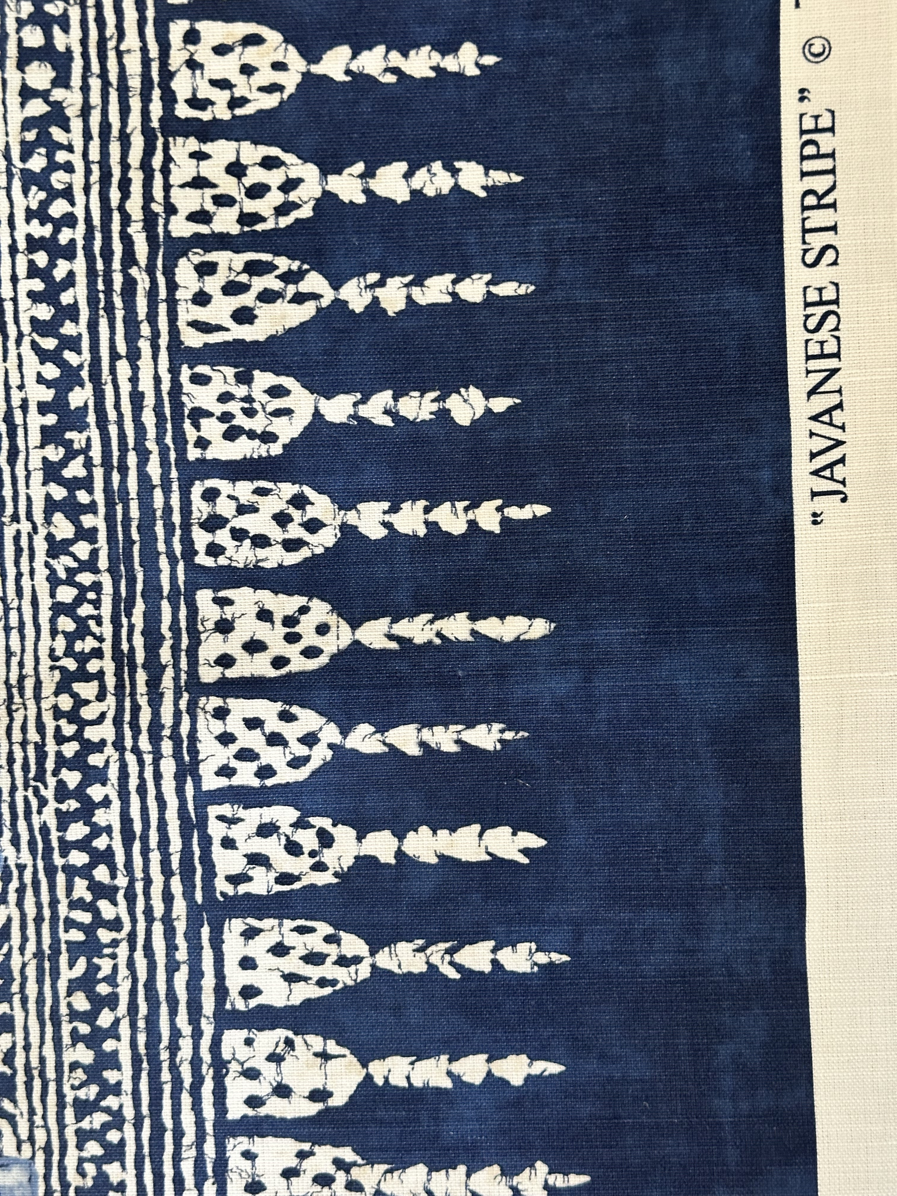 Anna French Af15142 Javanese Stripe Navy Fabric Cotton Linen Blend