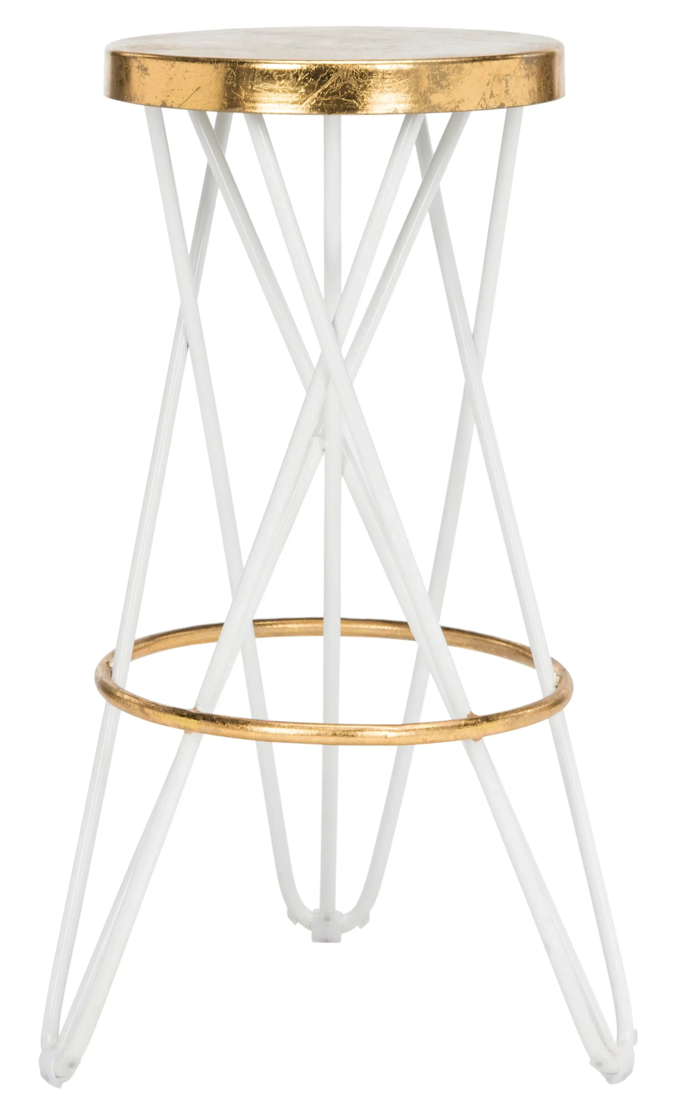 Hairpin Leg Retro Barstool in White & Gold