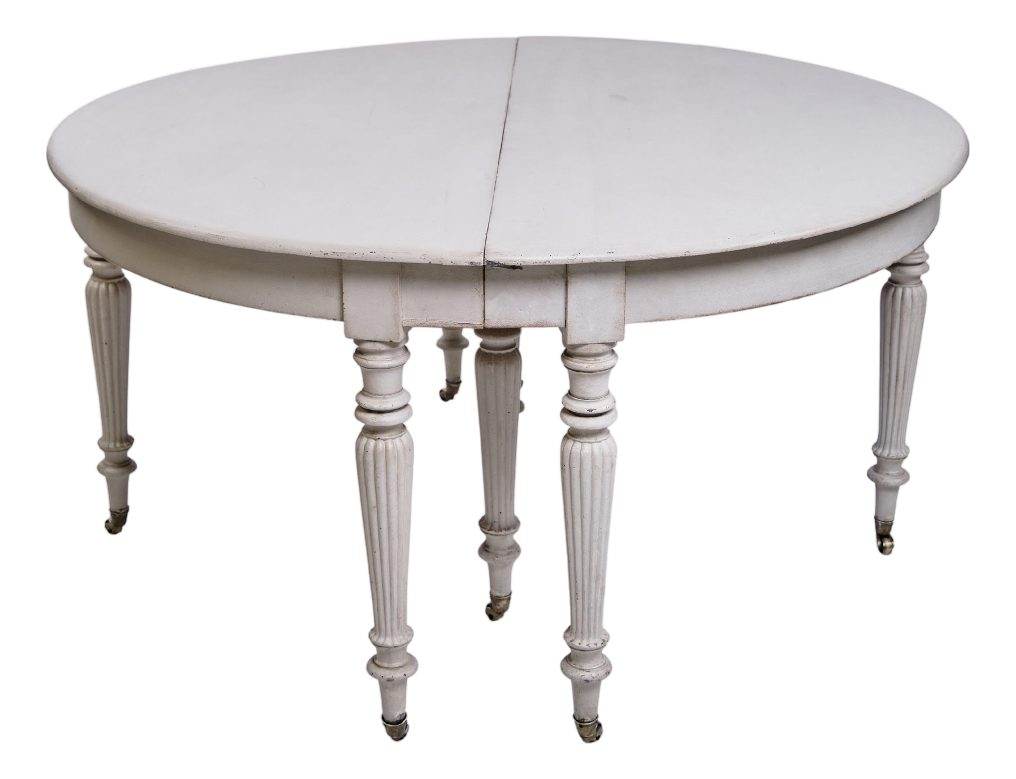 Gustavian Style Round Dining Table with Brass Wheels, 1780s