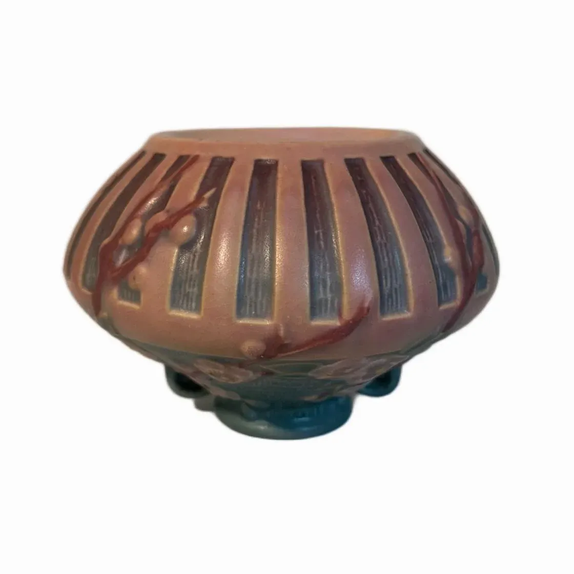 Vintage 1930s Roseville Pottery Cherry Blossom Jardiniere Vase in Pink & Green main image 1