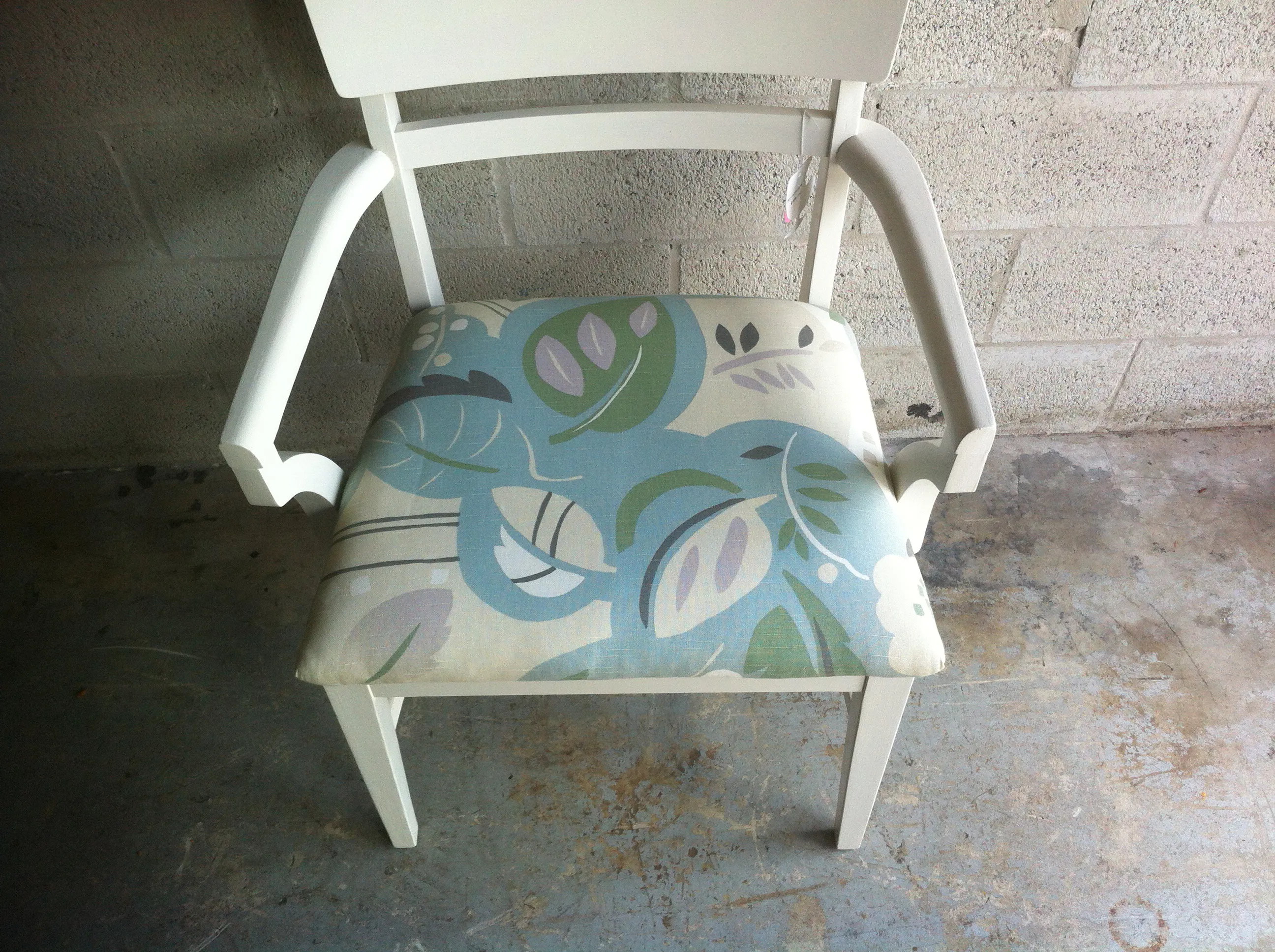 1950s Mid Century Reupholstered Wood Armchair