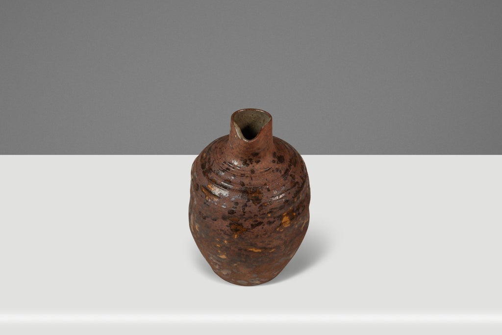 Miniature Vintage Ceramic Japanese Shigaraki Yaki Ikebana Flower 
