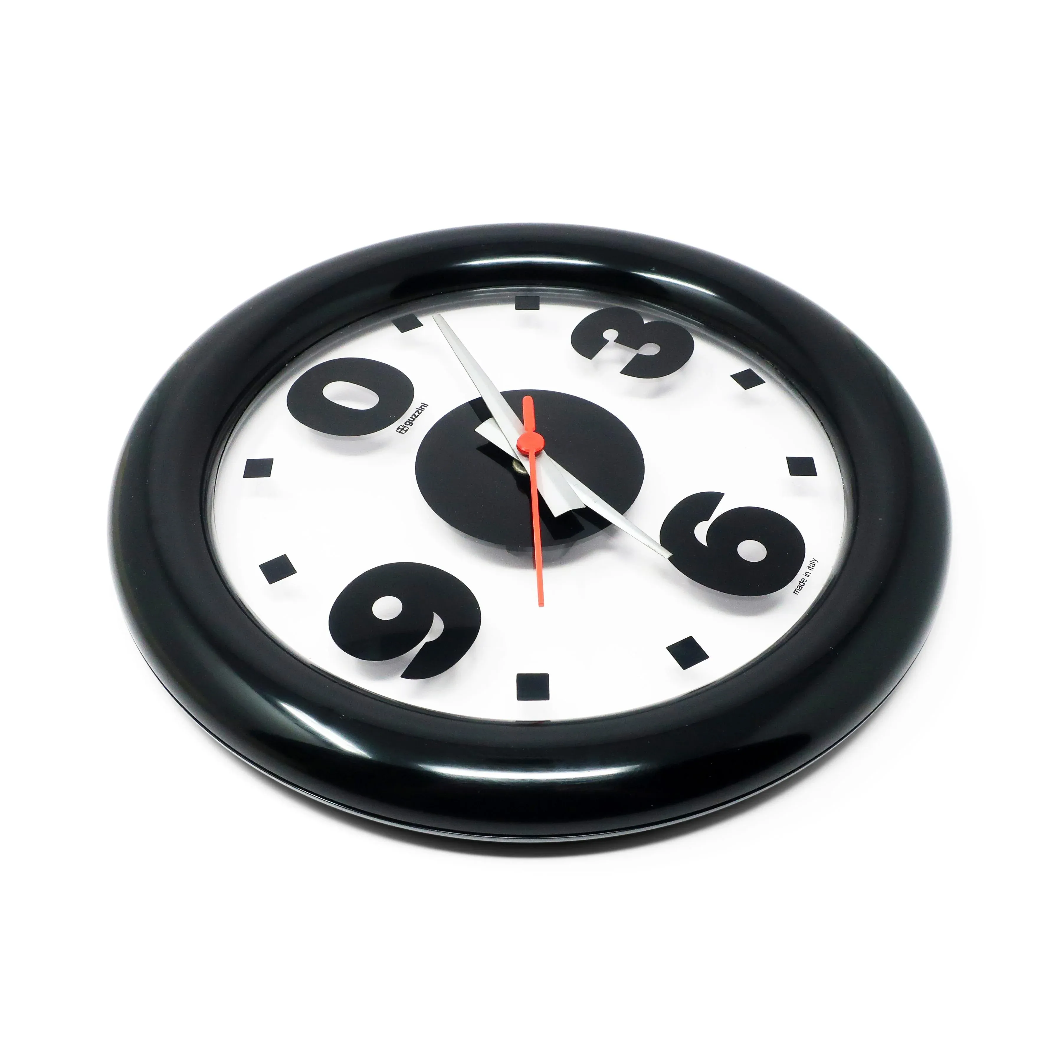 1980s Black Wall Clock by Studio Stg for Guzzini | Chairish