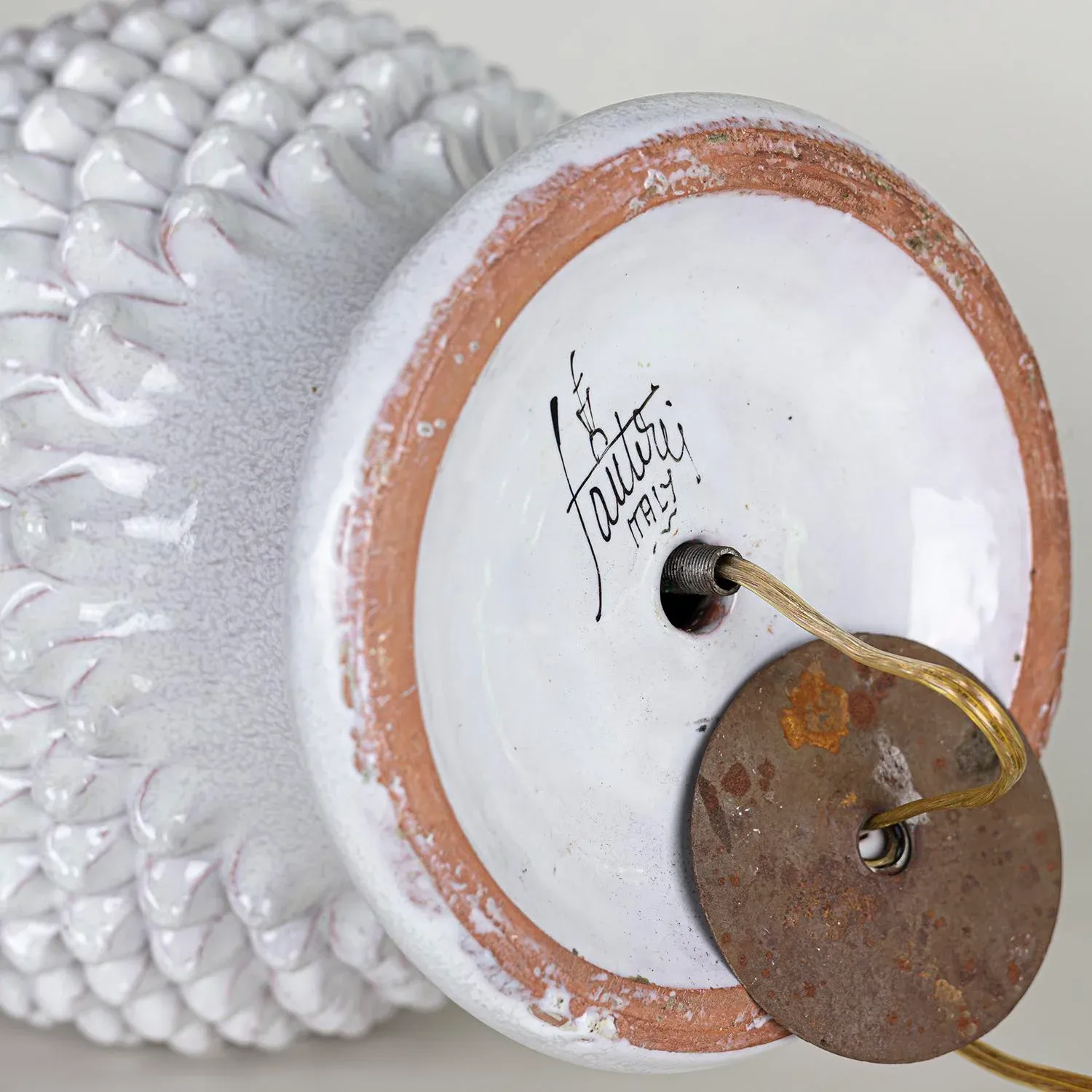 1960s Marcello Fantoni Pine Cone Ceramic Lamps - a Pair