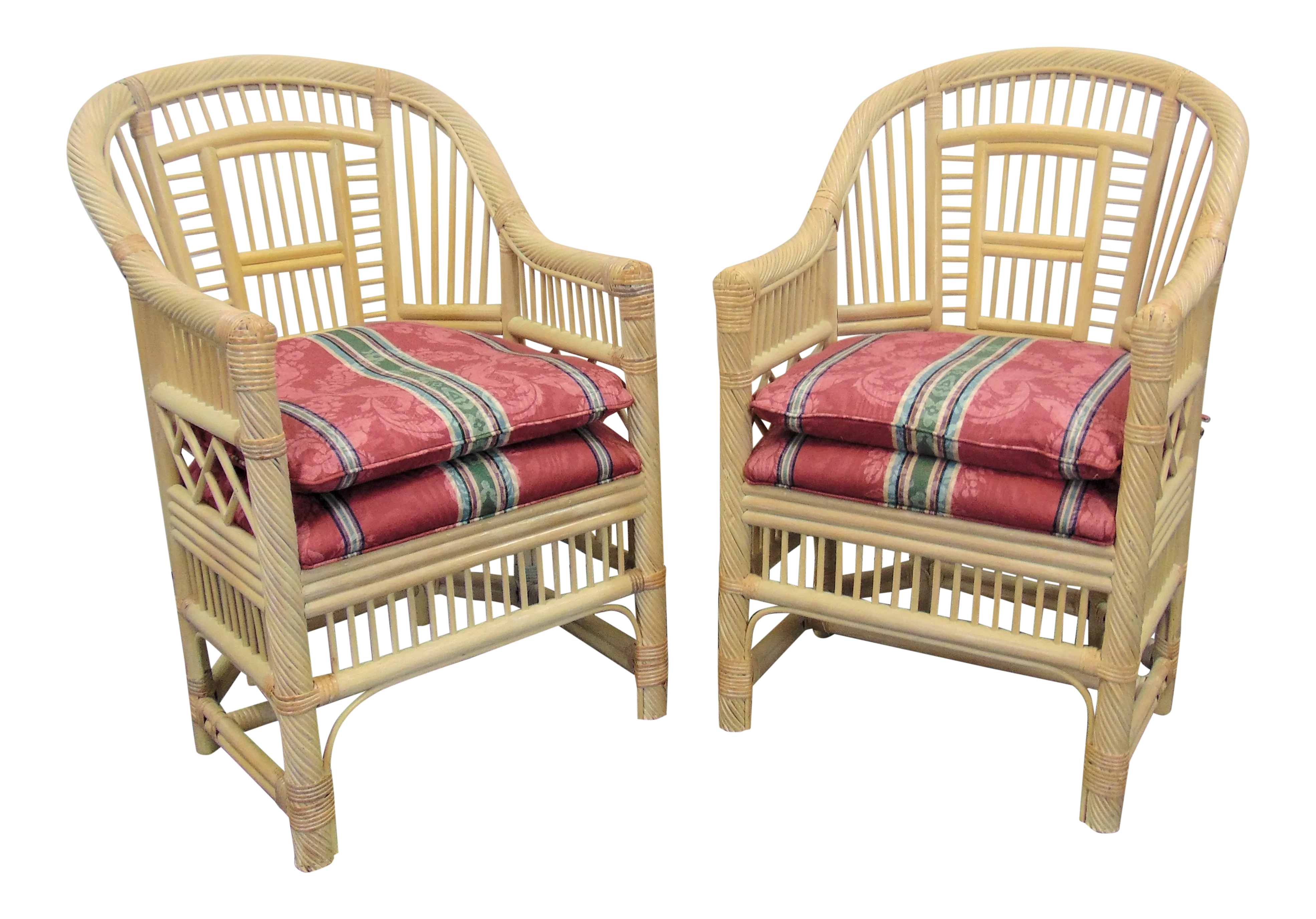 Andre Originals Chinoiserie Style Rattan Chairs - a Pair