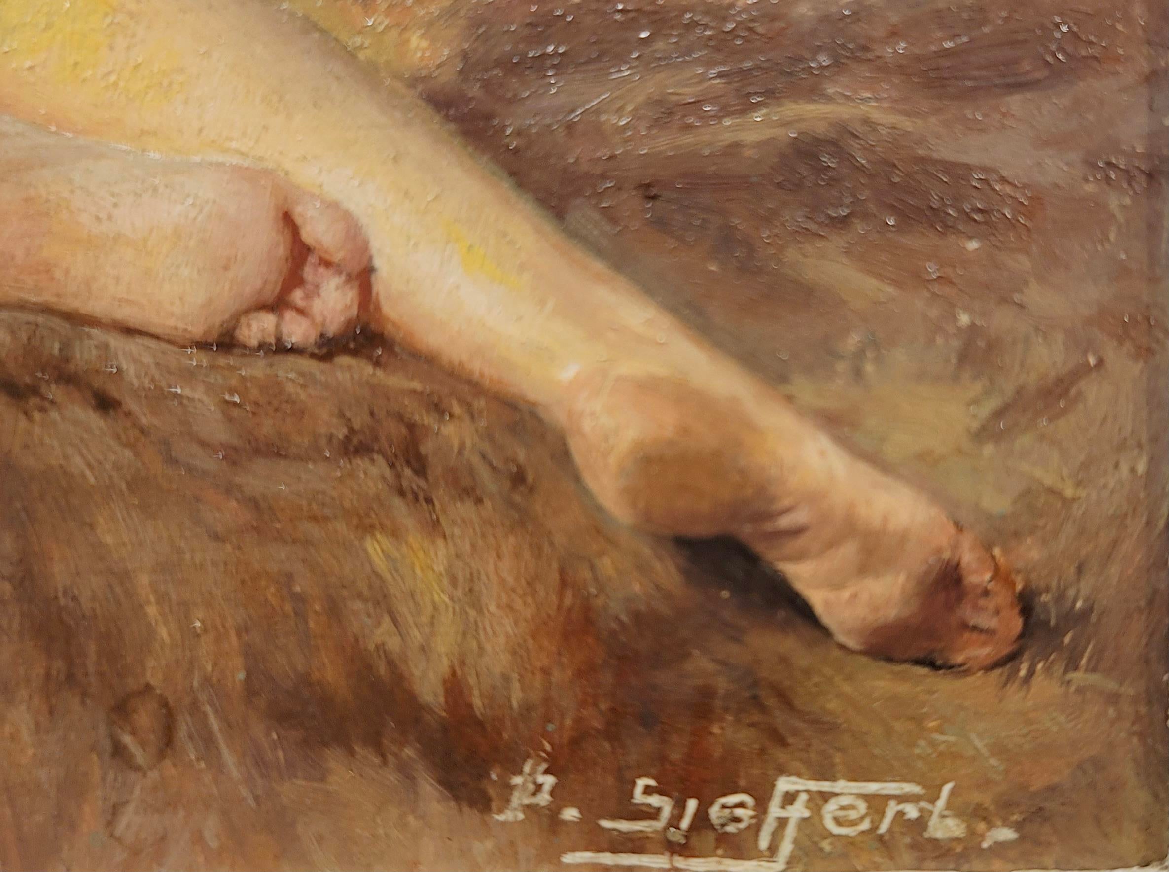 Paul Sieffert -1920s French Study of a Female Nude From the Back-Oil Painting