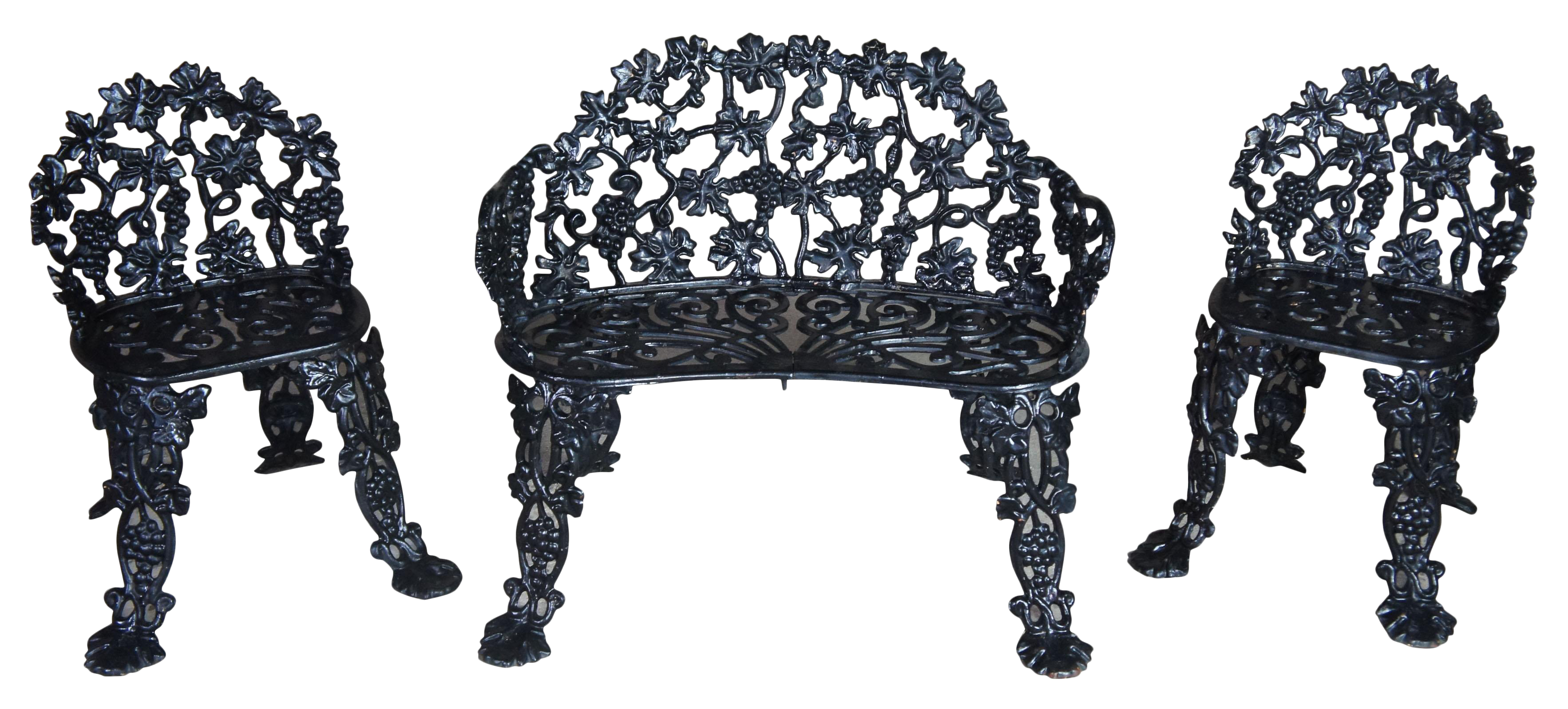 Antique Victorian Cast Iron Grape Vine Garden Furniture Set Of 3 Chairish