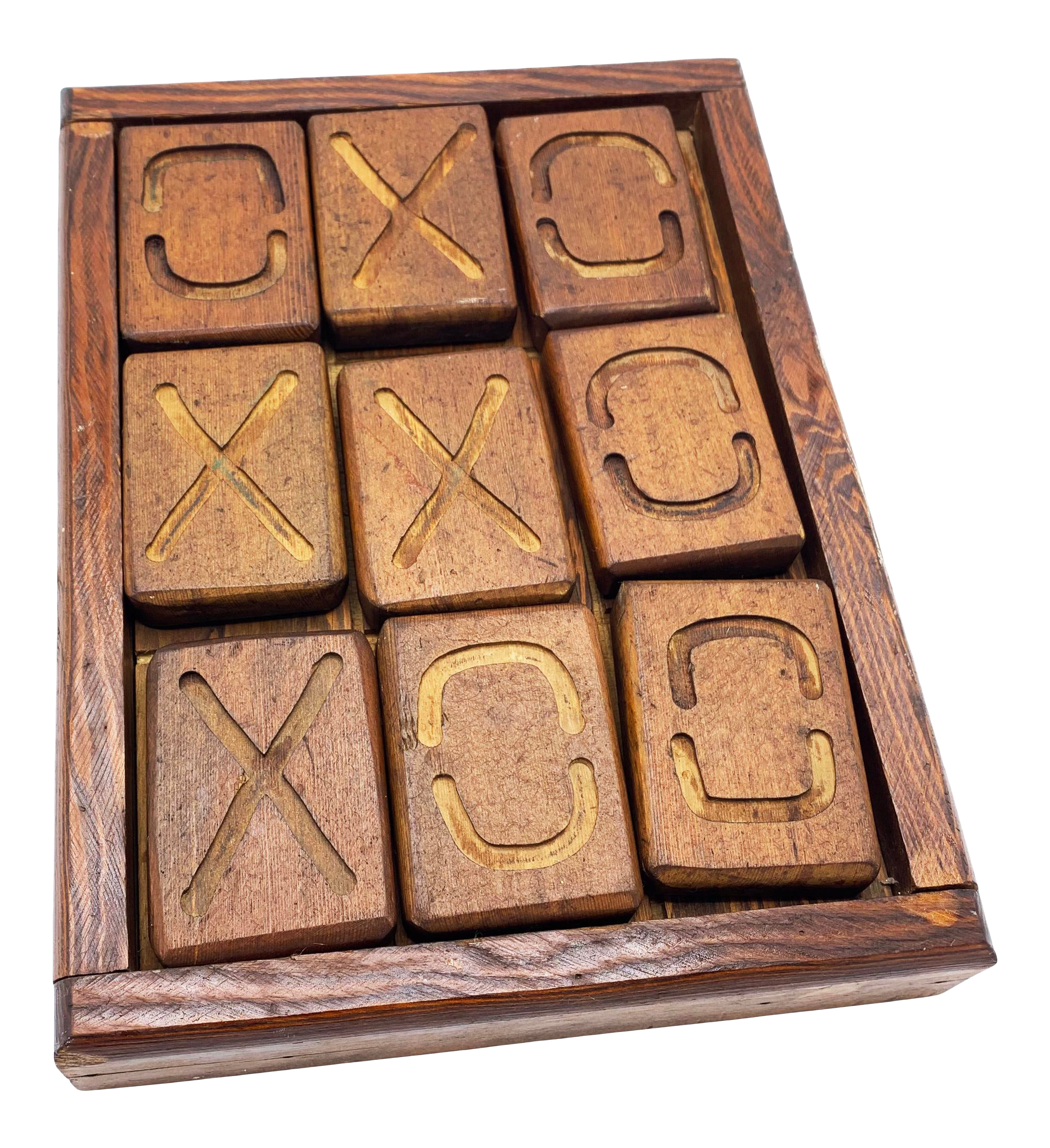Mid-Century Modern Wooden Tic-Tac-Toe Game Board | Chairish
