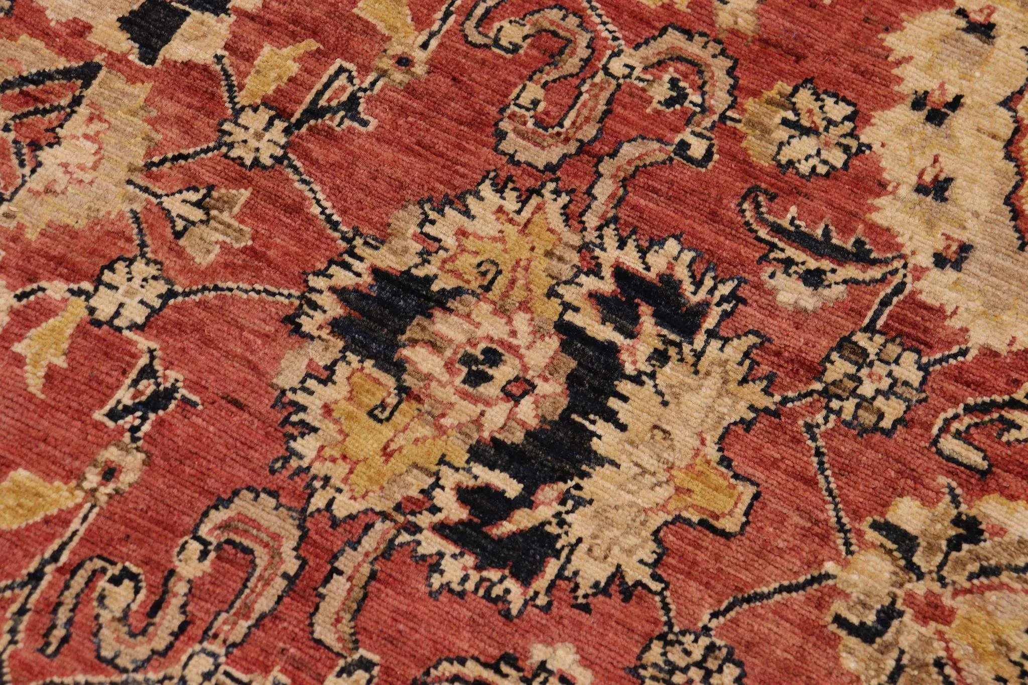 1990s Boho Chic Ziegler Darcel Orange Blue Hand-Knotted Wool Rug - 9\'3\'\' X 11\'11\'\'