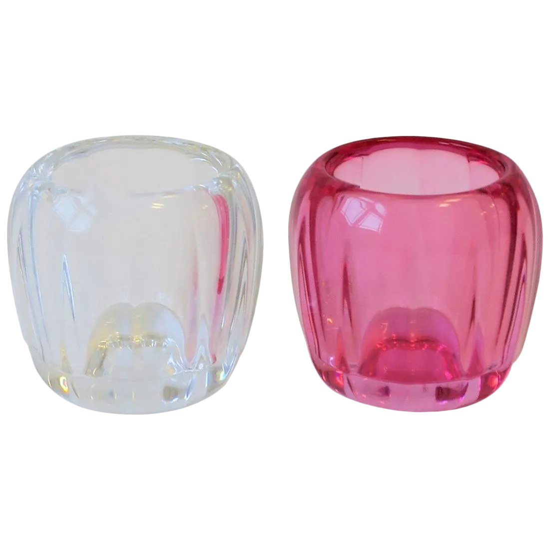 Pink and Clear Crystal Votive Candle Holders by Villeroy & Boch Chairish