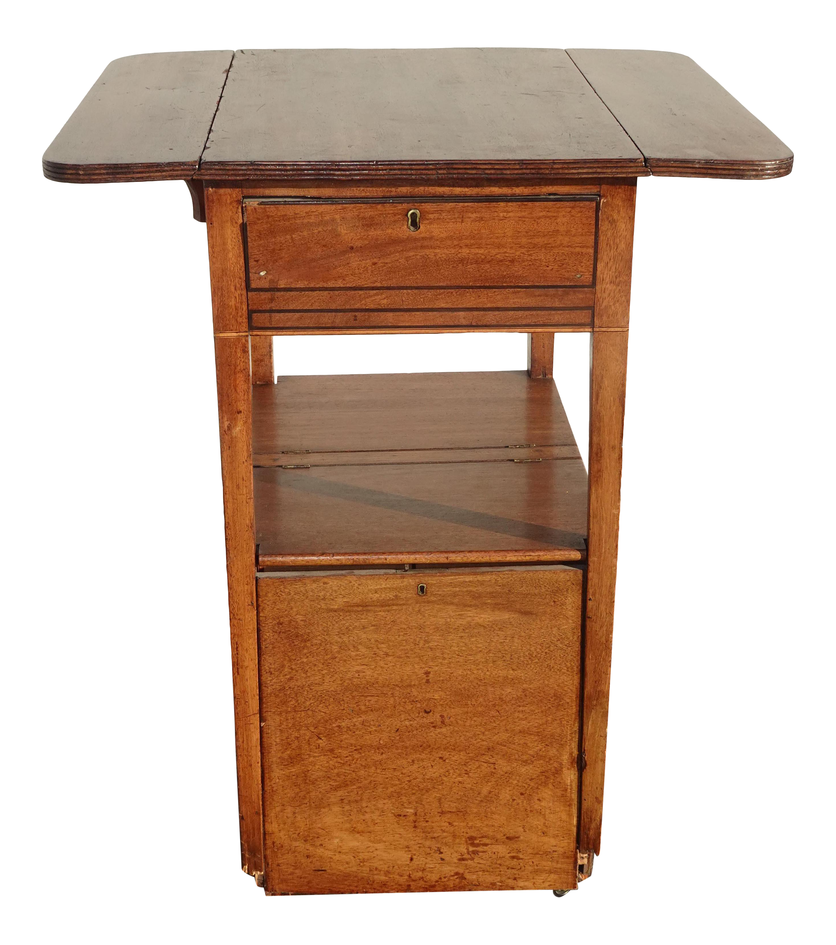 Antique French Country Farmhouse File Cabinet Dropleaf Side Table