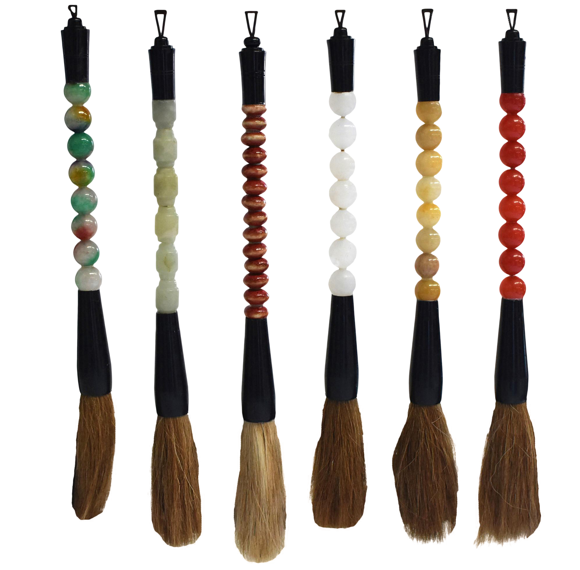 Chinese Calligraphy Brush With Jade And Quartz Set Of 6 Chairish