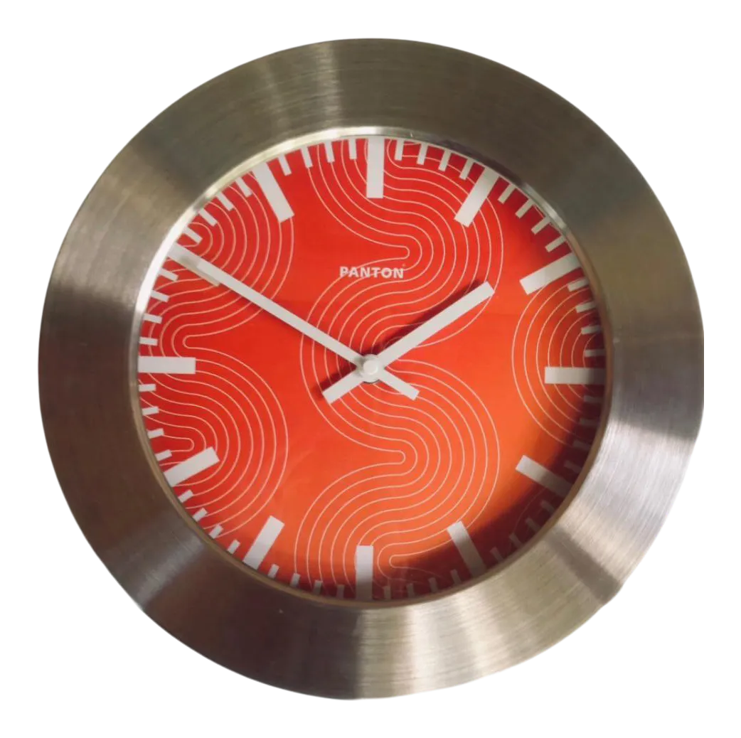 Vintage Mid Century Postmodern Panton Orange Wall Clock | Chairish