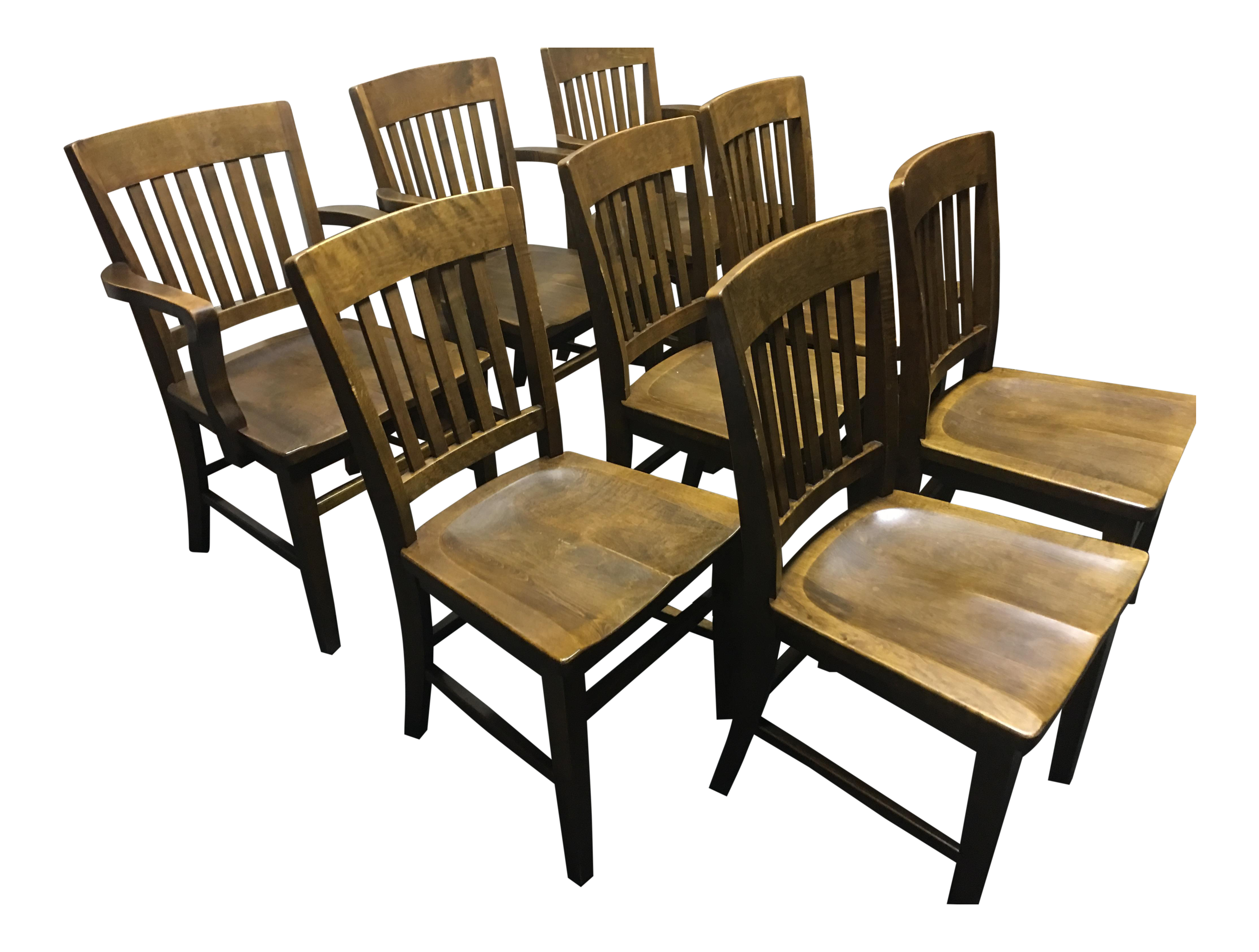 W H Gunlocke Chair Co Vintage Oak Library Office Chairs Set Of