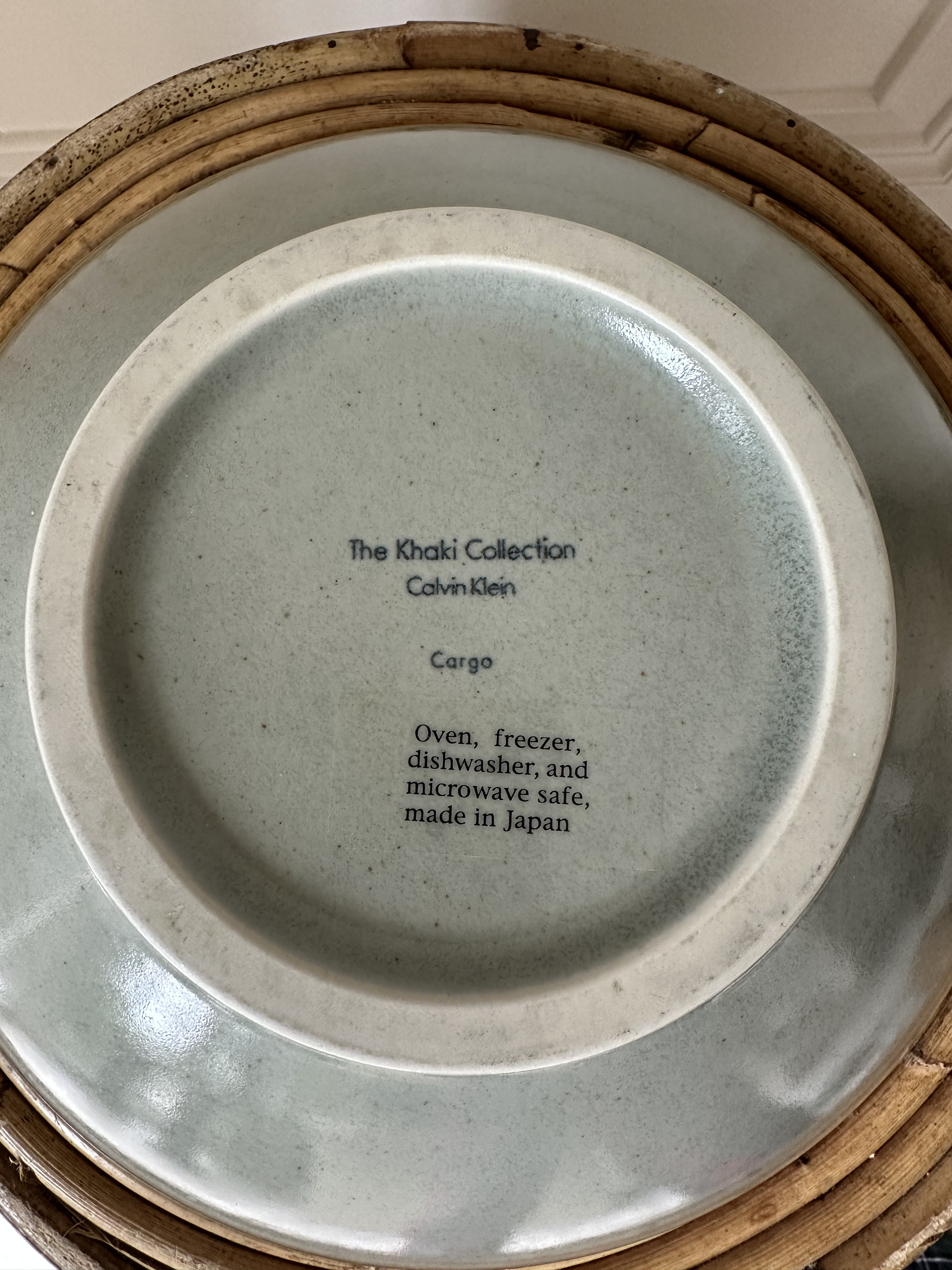 Vintage Calvin Klein Cargo Stoneware 12” Serving Bowls in Sage